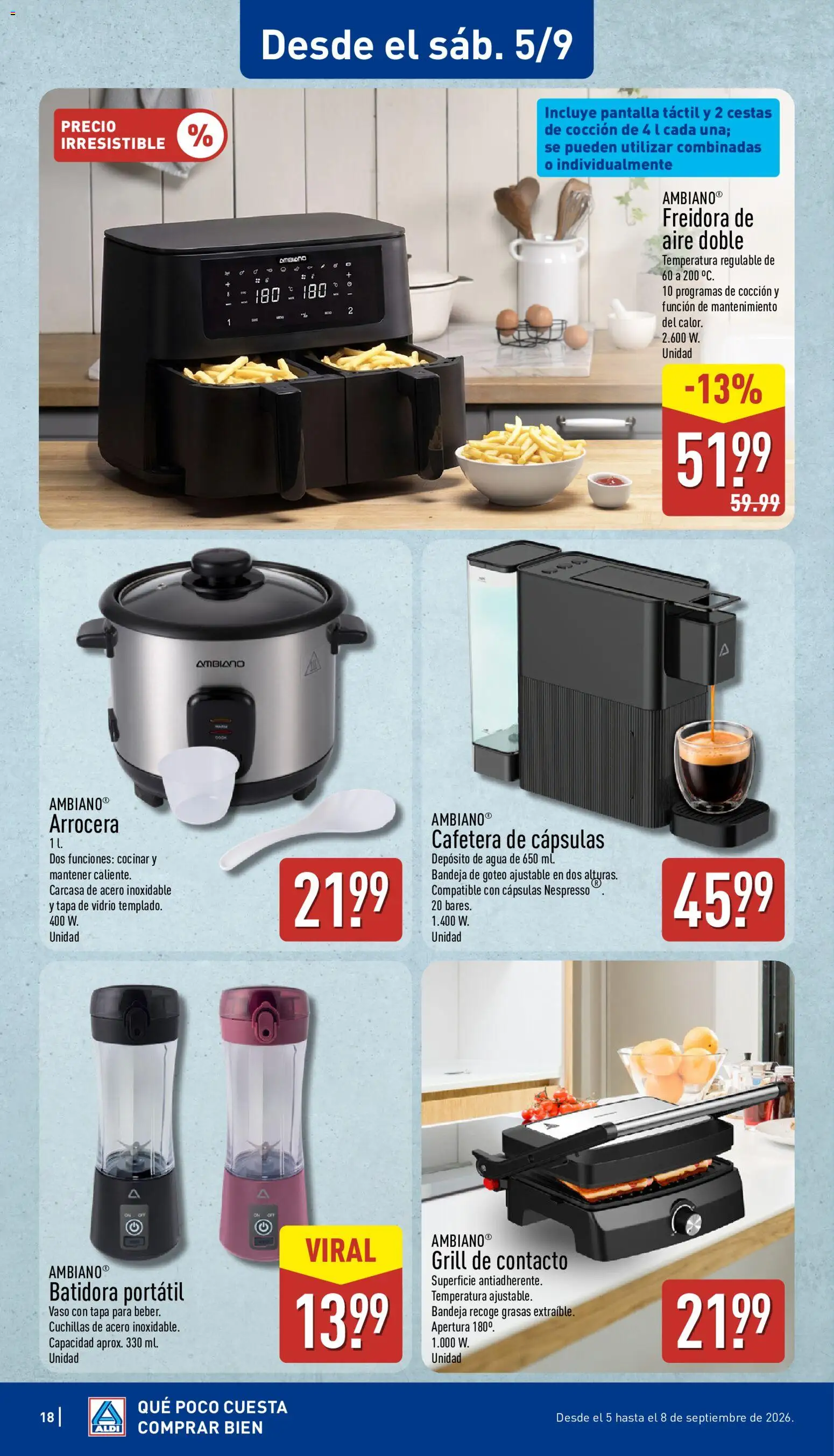 Aldi folleto Baleares │ válido desde el 31/08/2026 | Página: 18 | Productos: Batidora, Bandeja, Agua, Freidora de aire