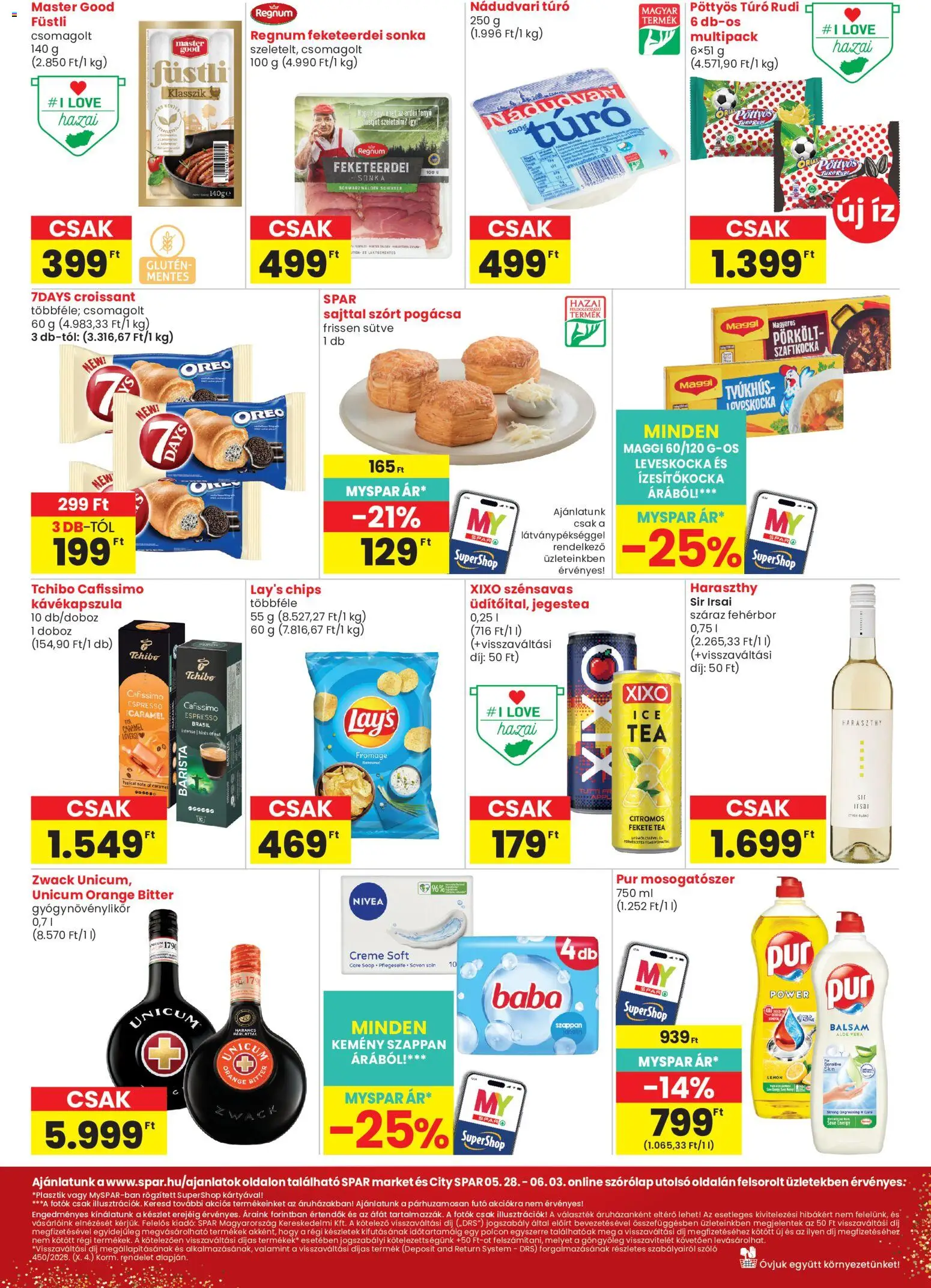 Spar Market akciós ujság - amely érvényes a következő dátumtól: 28.05.2026 | Oldal: 2 | Termékek: Chips, Sonka, Doboz, Túró