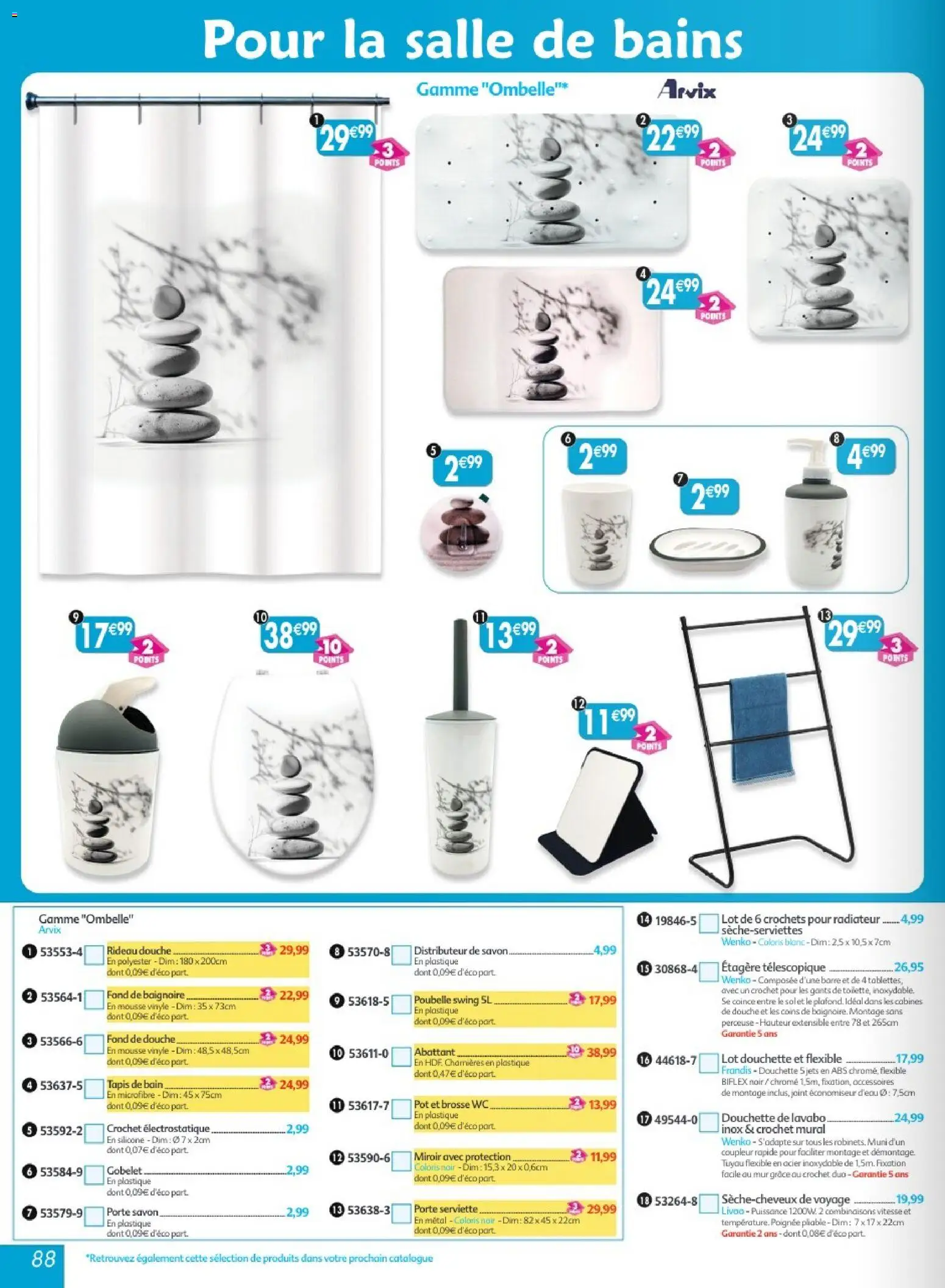 {H1} | Page: 88 | Produits: Mousse, Étagère, Tapis, Gants