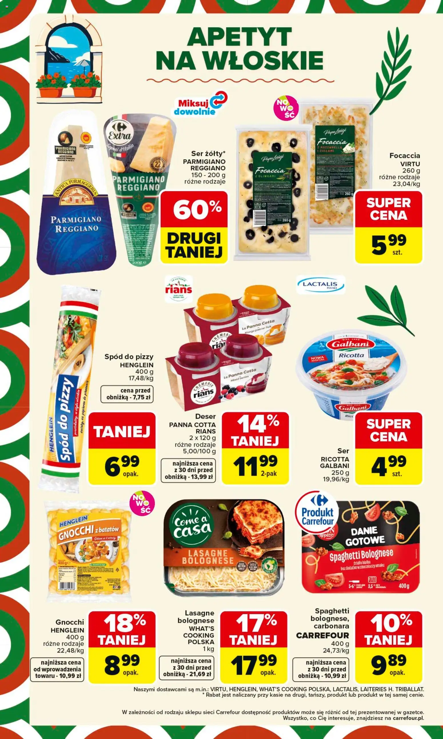 Carrefour gazetka - Kuchnia włoska od 18.05.2026 | Strona: 8 | Produkty: Carbonara, Spód do pizzy, Ser, Gnocchi