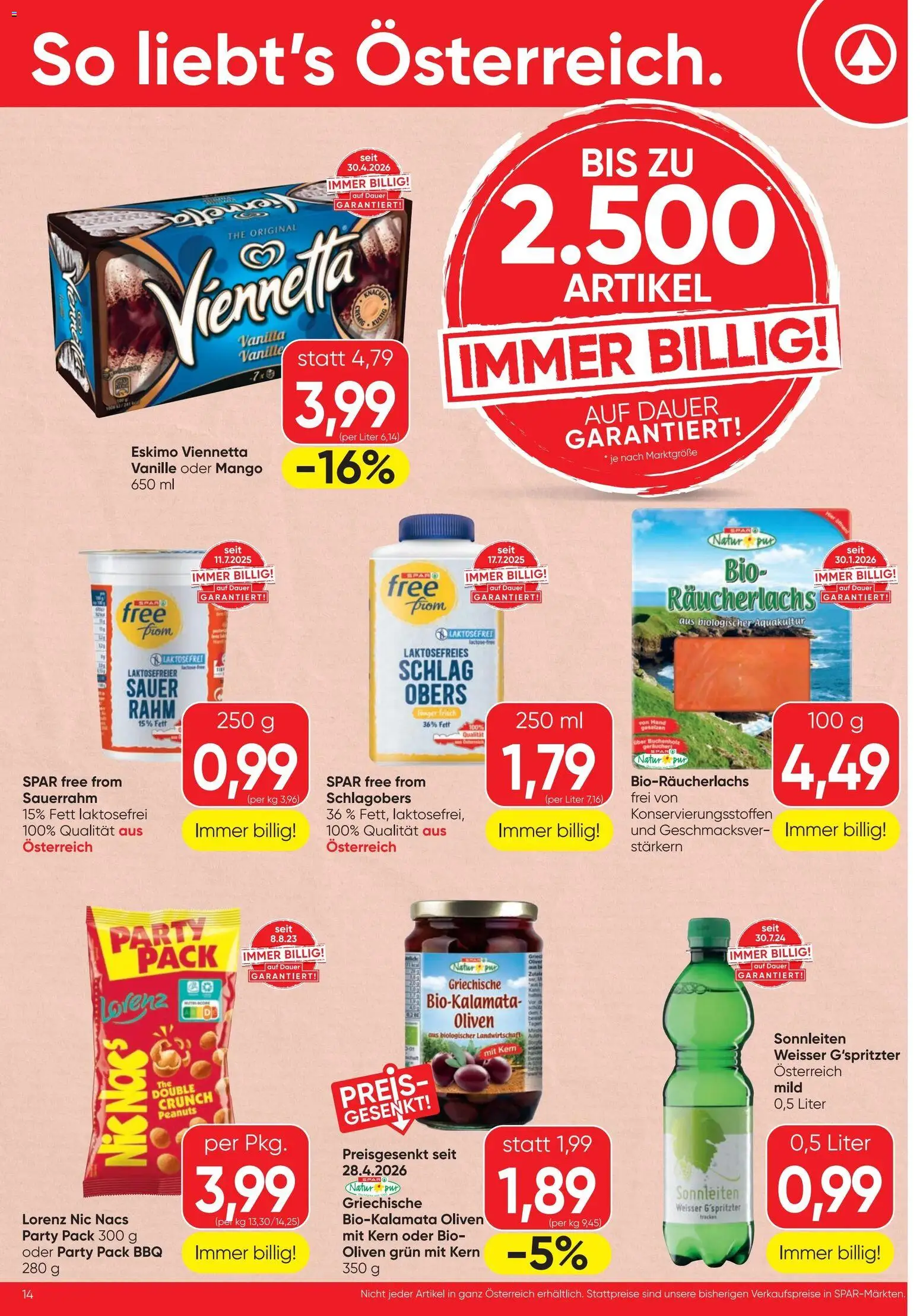 Spar - Flugblatt gültig ab 11.06.2026 | Seite: 14 | Produkte: Mango, Szeder, Sauerrahm