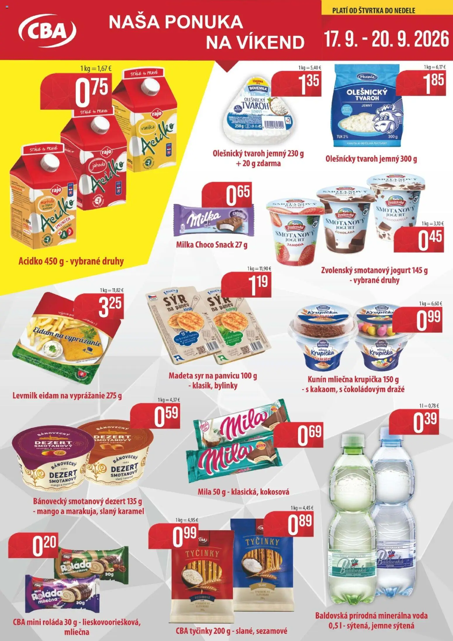 Nové Sintra akcie – leták je platný od 17.09.2026 | Strana: 1 | Produkty: Čokoláda, Voda, Dezert, Bylinky