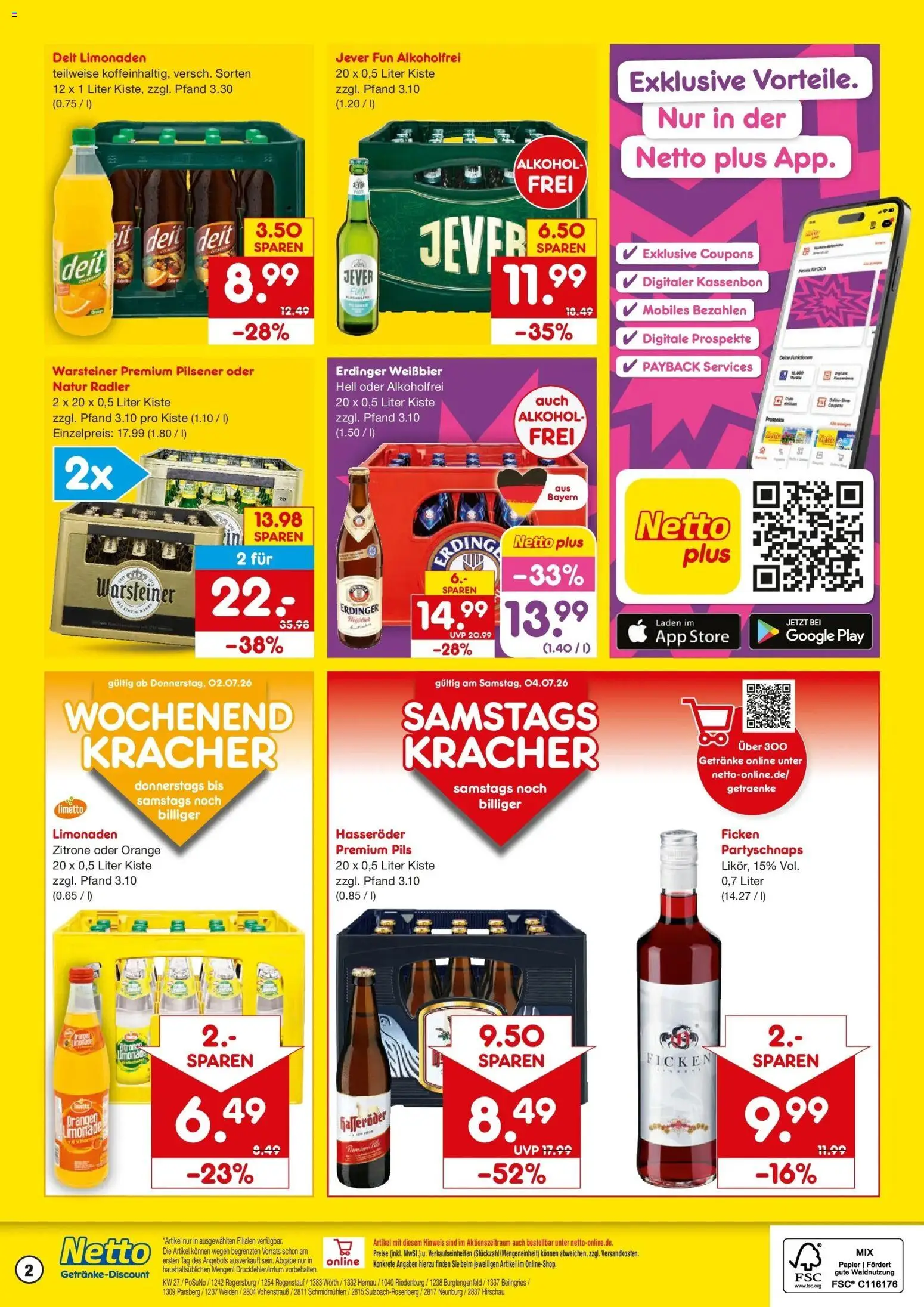 Netto Marken-Discount Prospekt Riedenburg-Aicholding – gültig ab 29.06.2026 | Seite: 2 | Produkte: Erdinger, Weißbier, Warsteiner, Zitrone