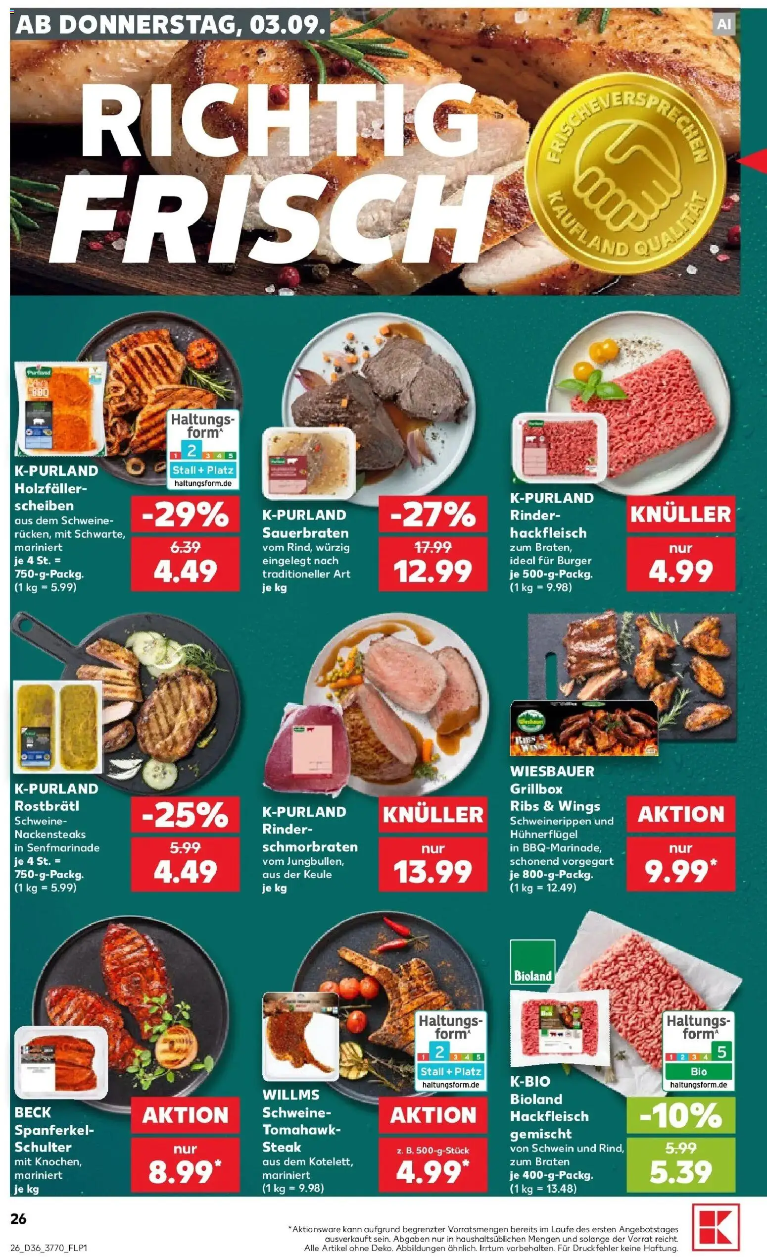Prospekt Kaufland ab 31.08.2026 » Angebote Online zum Blättern | Seite: 35 | Produkte: Nackensteaks, Burger, Steak, Hackfleisch
