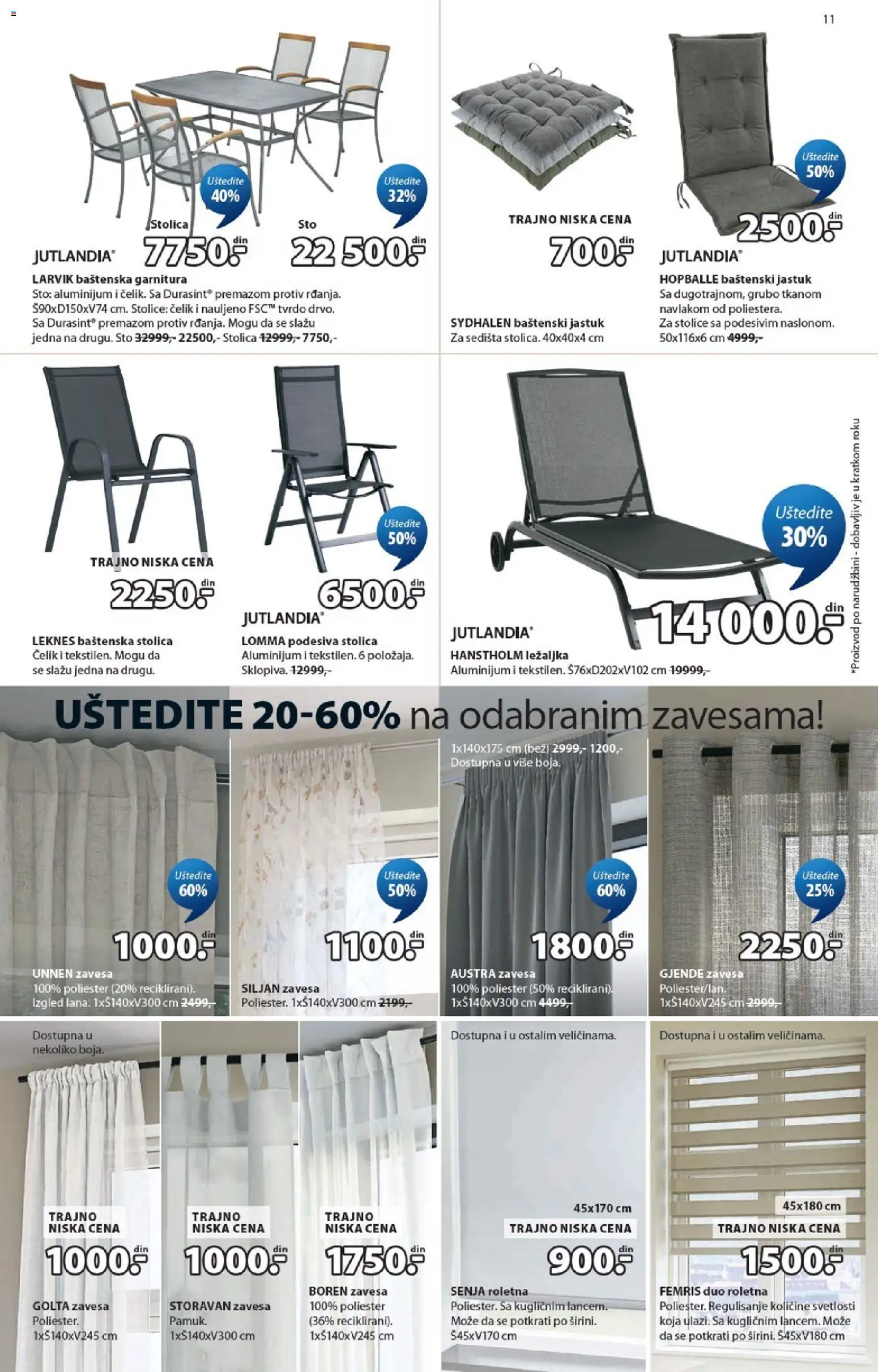 Jysk katalog - važi od 23.09.2026 | Strana: 11 | Proizvode: Ležaljka, Stolica, Roletna, Zavesa