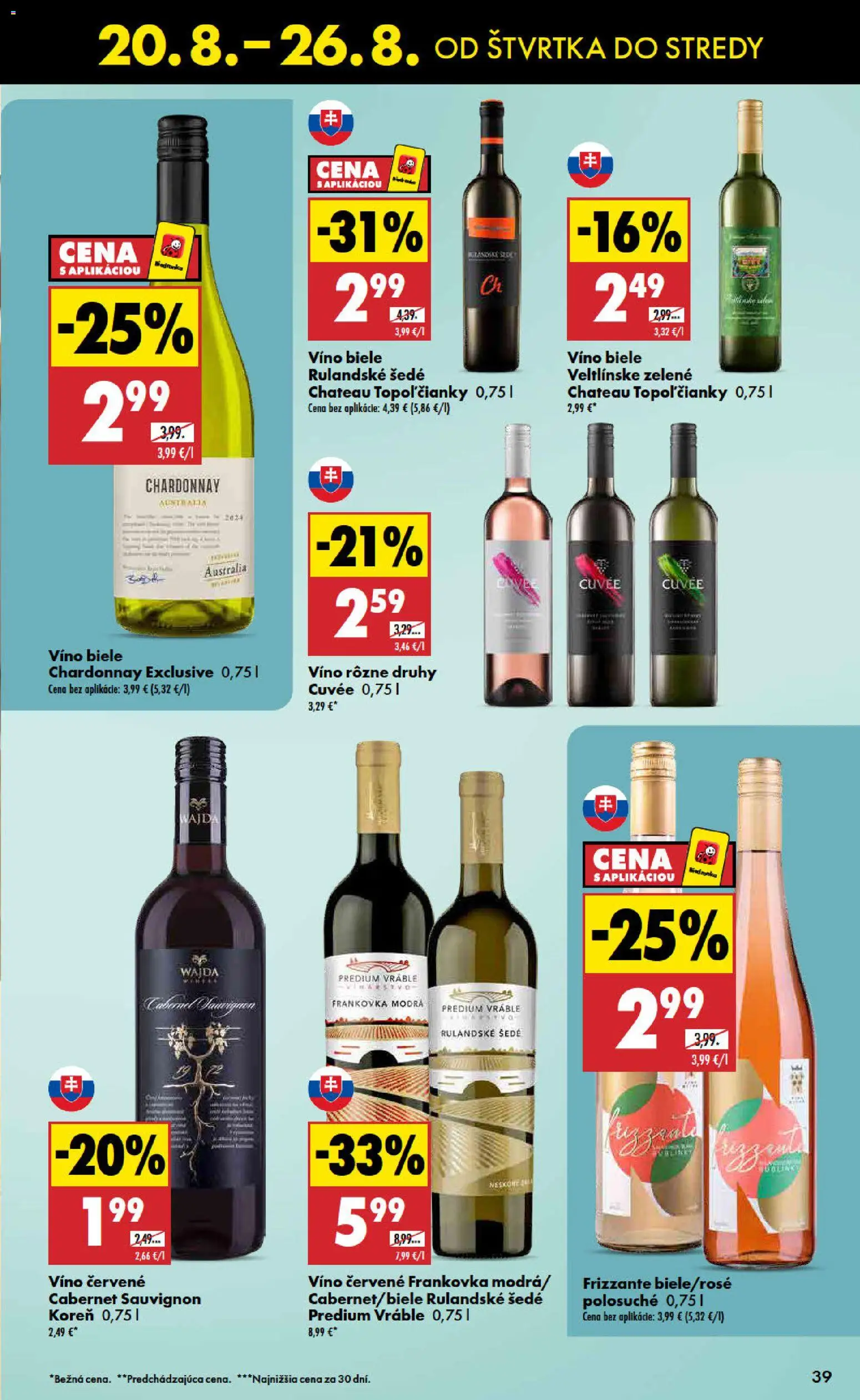 Nové Biedronka akcie – leták je platný od 20.08.2026 | Strana: 39 | Produkty: Biele víno, Víno, Červené víno