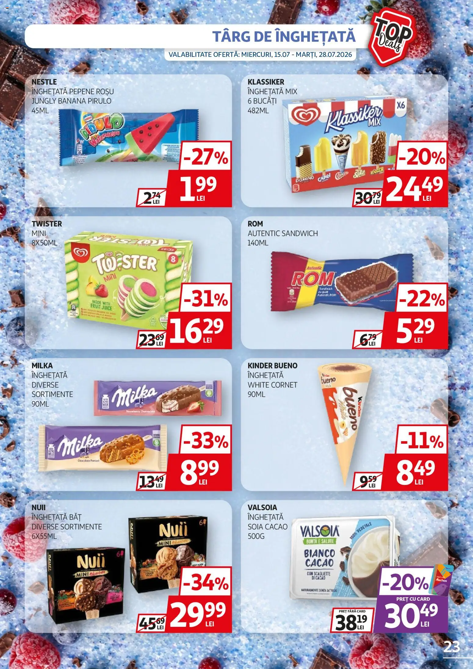 Noul catalog Auchan – valabil de la 15.07.2026 | Pagină: 23 | Produse: Cacao, Înghețată