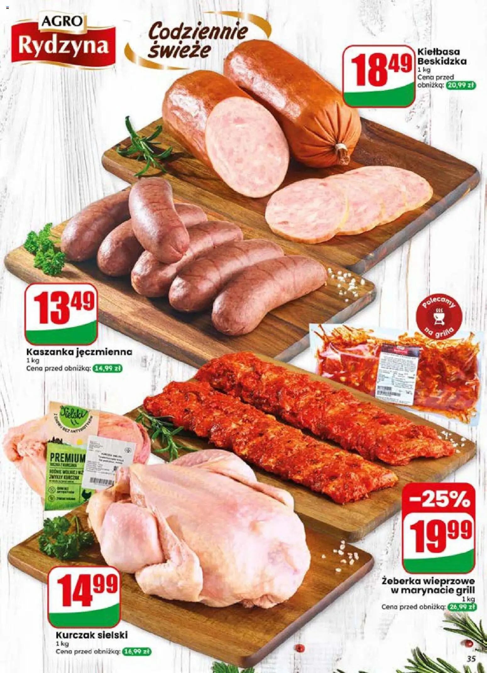 Dino gazetka od 15.07.2026 | Strona: 35 | Produkty: Kiełbasa, Żeberka wieprzowe, Grill, Kaszanka