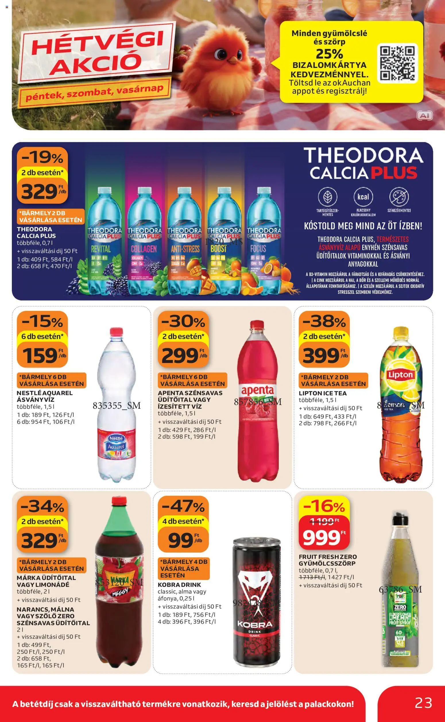 Auchan akciós ujság - amely érvényes a következő dátumtól: 2026.09.10. | Oldal: 23 | Termékek: Lime, Szőlő, Limonádé, Alma