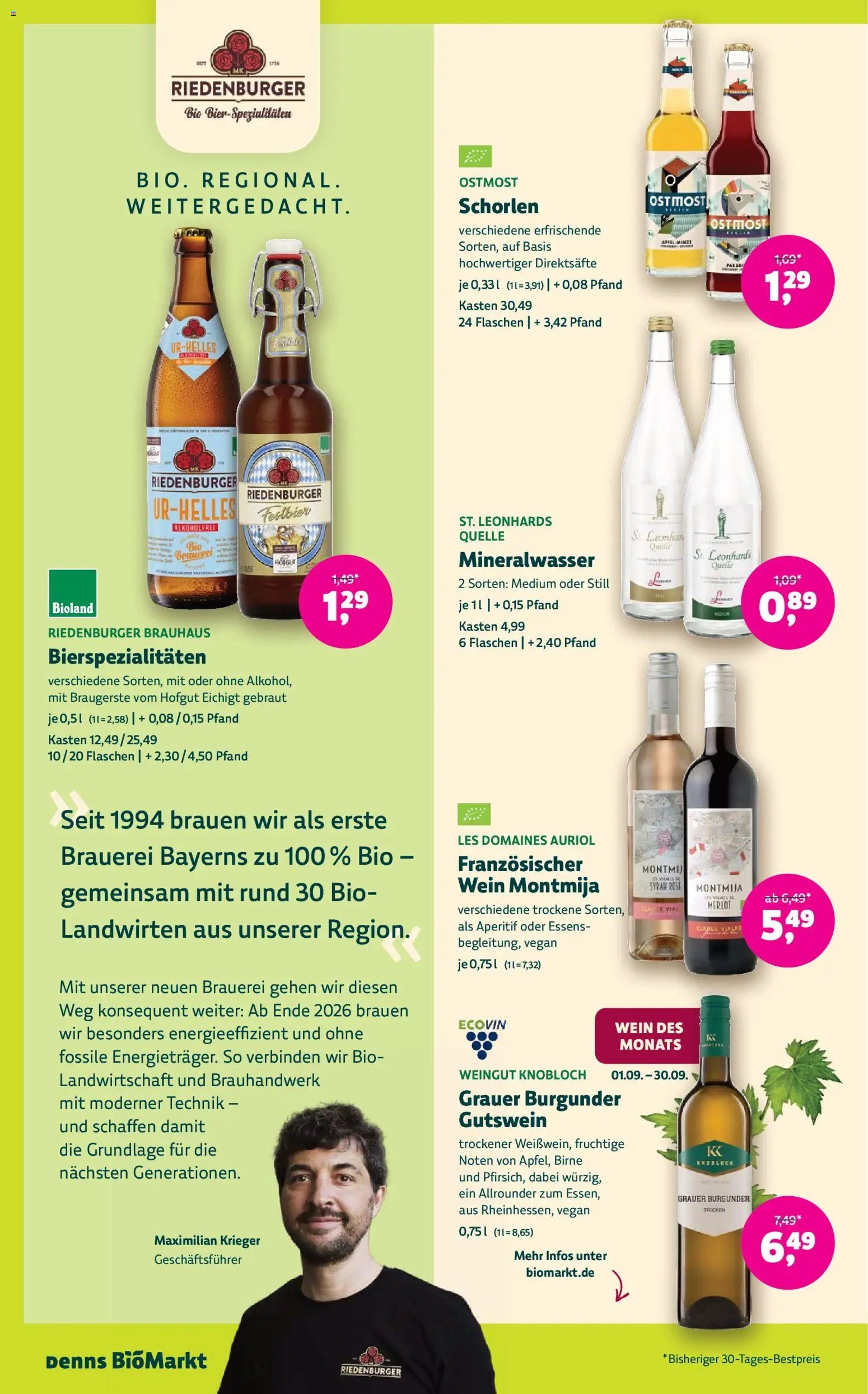 Denns BioMarkt Angebote – gültig ab 09.09.2026 | Seite: 12 | Produkte: Merlot, Äpfel, Mineralwasser, Birne