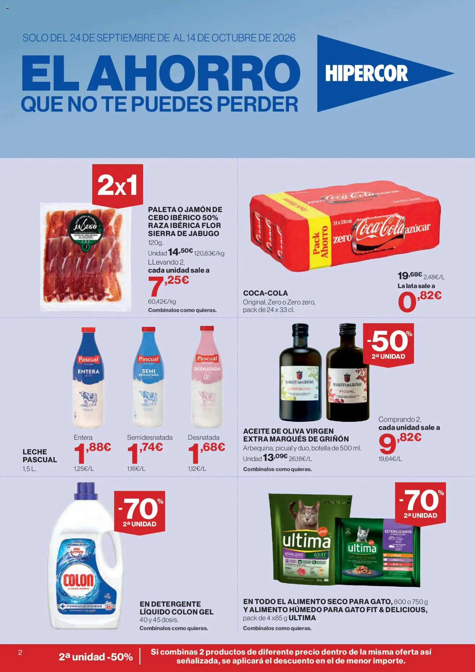 Hipercor catálogo │ válido desde el 24/09/2026 | Página: 2 | Productos: Leche, Té, Aceite de oliva, Pavo