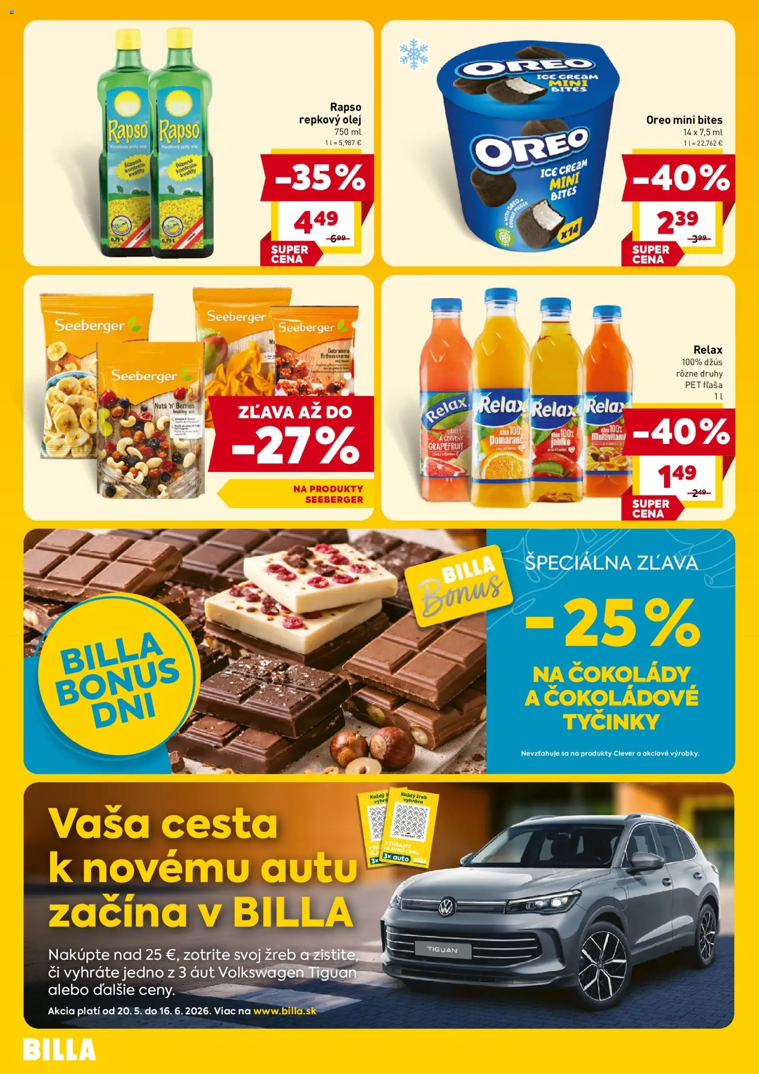 Nové Billa akcie – leták je platný od 20.05.2026 | Strana: 4 | Produkty: Olej, Džús, Repkový olej, Grapefruit