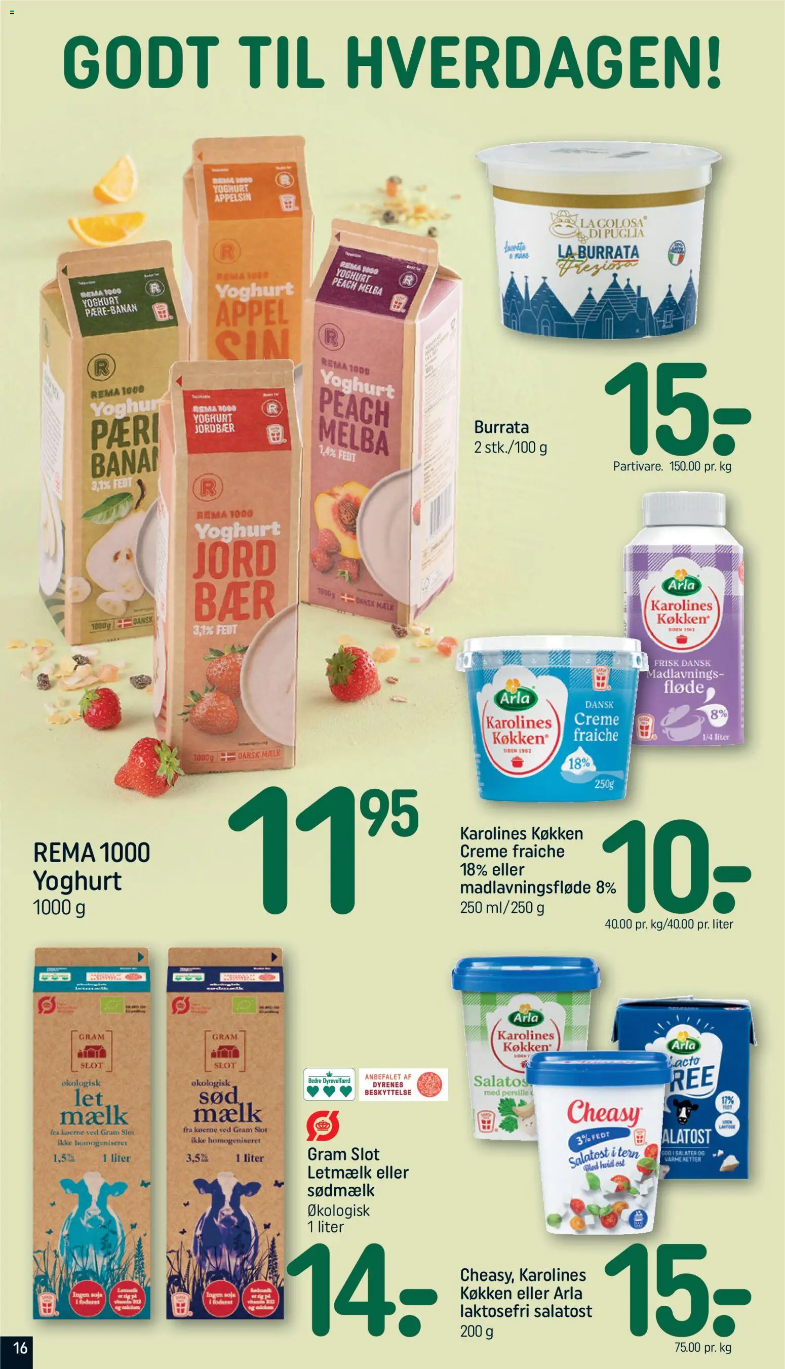 Rema 1000 tilbudsavis – gyldig fra 07.06.2026 | Side: 16 | Produkter: Creme, Jordbær, Fløde, Salatost