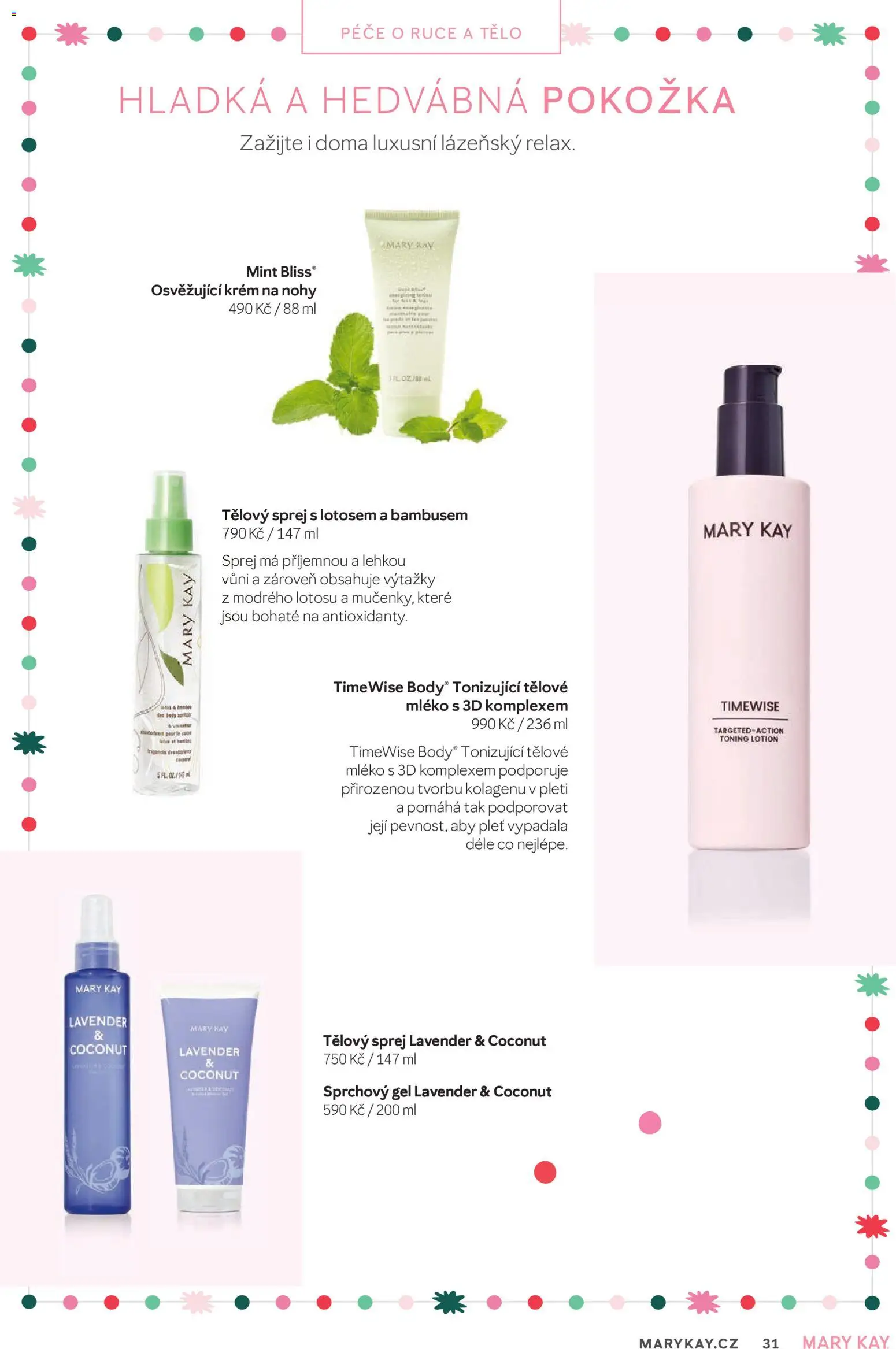 Mary Kay kniha o kráse od 30.09.2026 | Strana: 31 | Produkty: Tělové mléko, Sprchový gel, Mléko, Krém