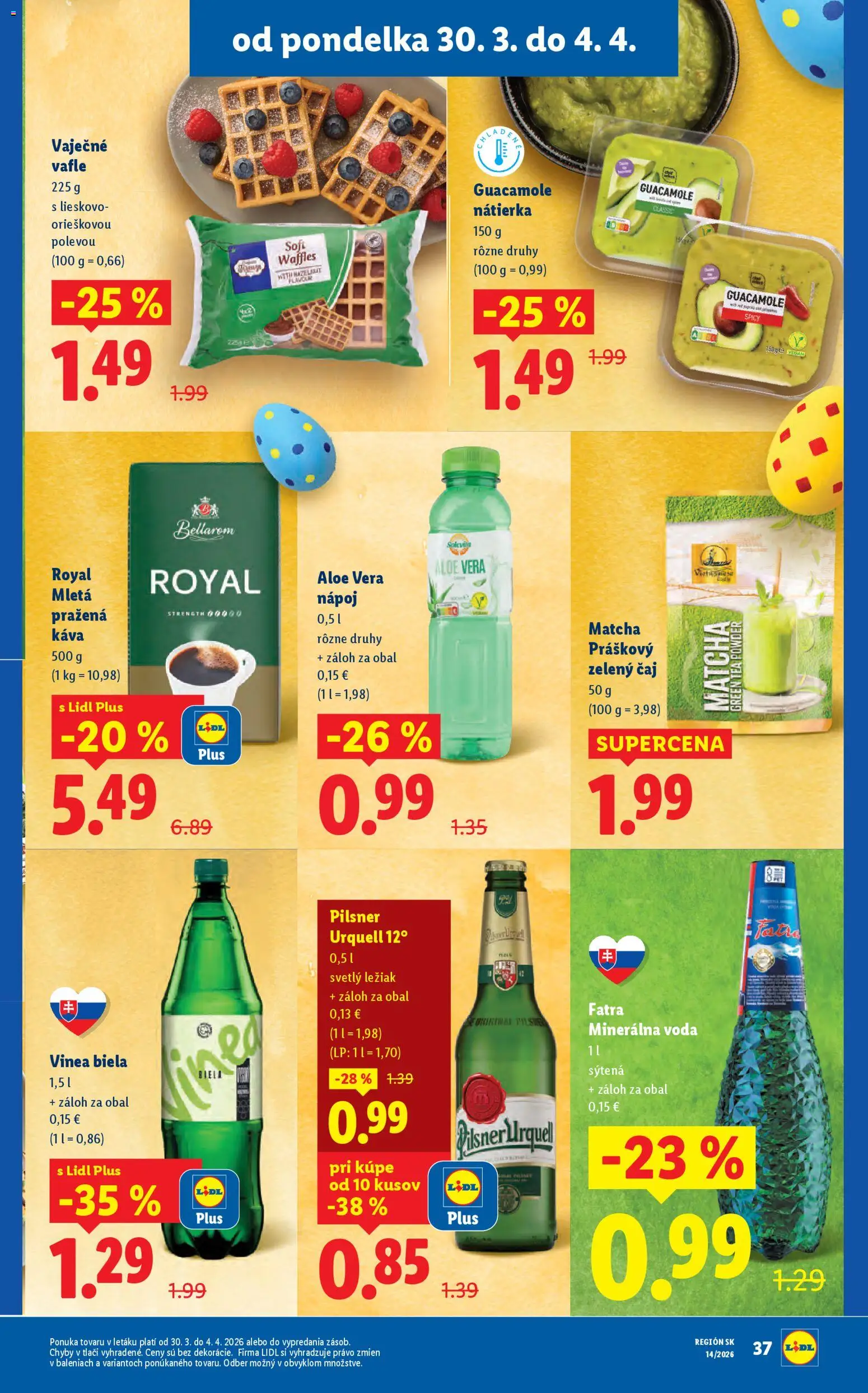 Nové Lidl akcie – leták je platný od 30.03.2026 | Strana: 45 | Produkty: Káva, Fatra, Minerálna voda, Vinea