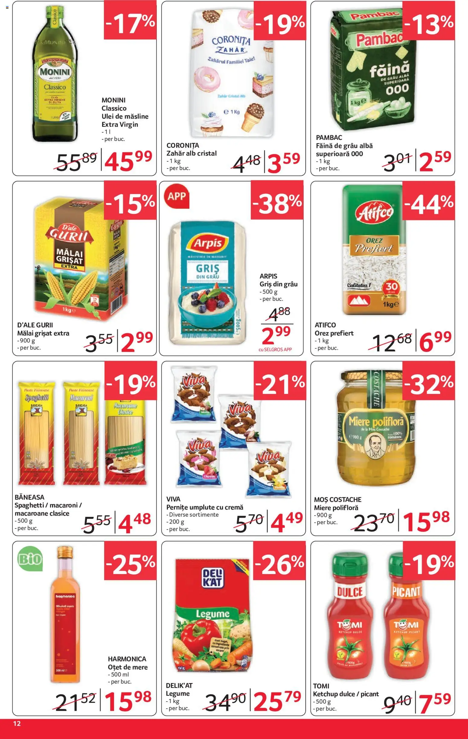 Noul catalog Selgros – valabil de la 29.05.2026 | Pagină: 12 | Produse: Măsline, Făină, Paste, Legume