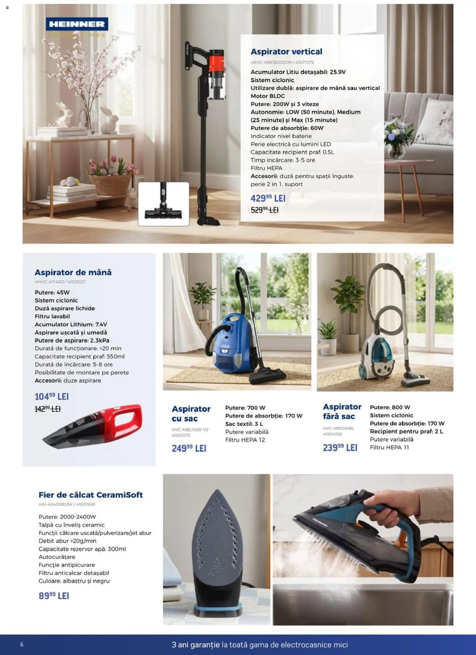 Noul catalog Carrefour – valabil de la 12.08.2026 | Pagină: 6 | Produse: Aspirator vertical, Fier de călcat, Baterie, Perie