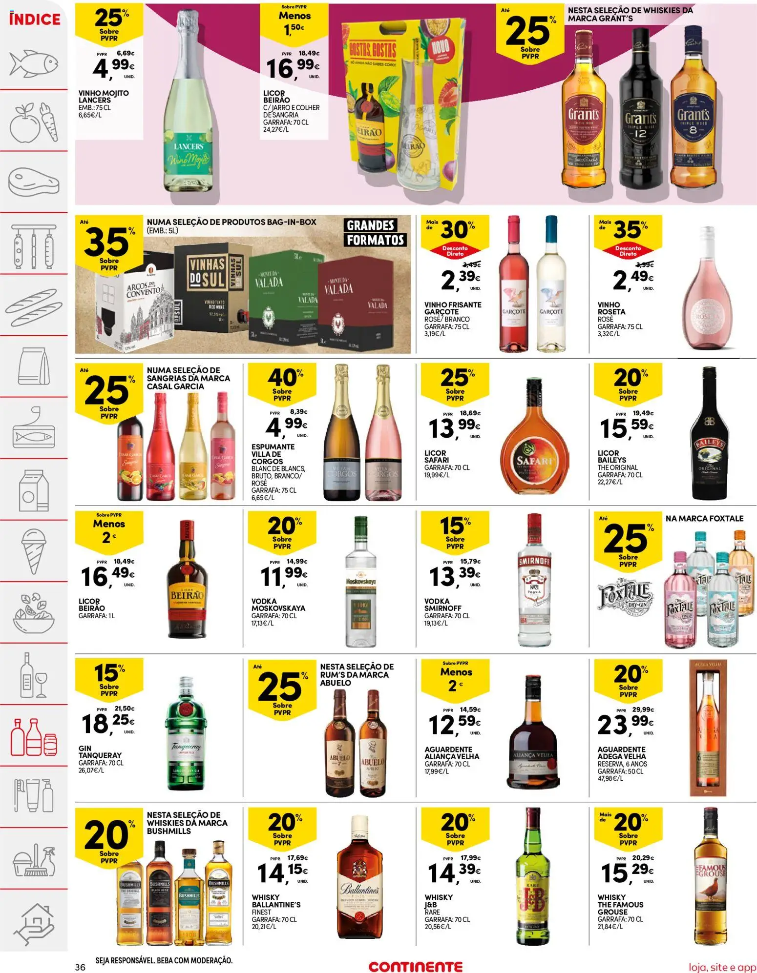 Continente folheto │ válido de 19.05.2026 | Página: 36 | Produtos: Whisky, Licor, Gin, Vodka