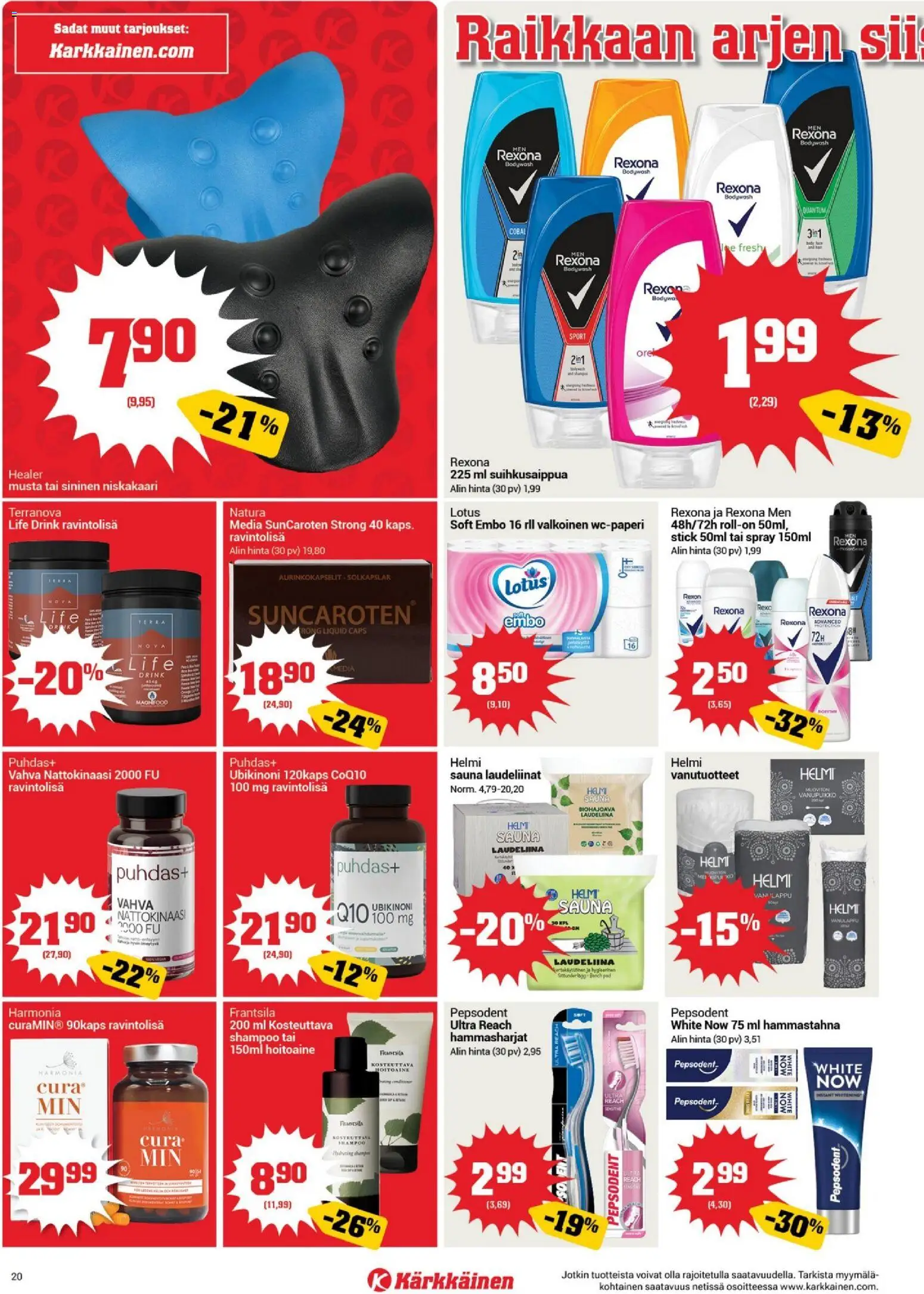Kärkkäinen tarjoukset - Seinäjoen alue – voimassa 03.06.2026 alkaen | Sivu: 20 | Tuotteet: Shampoo, Hoitoaine, Hammastahna