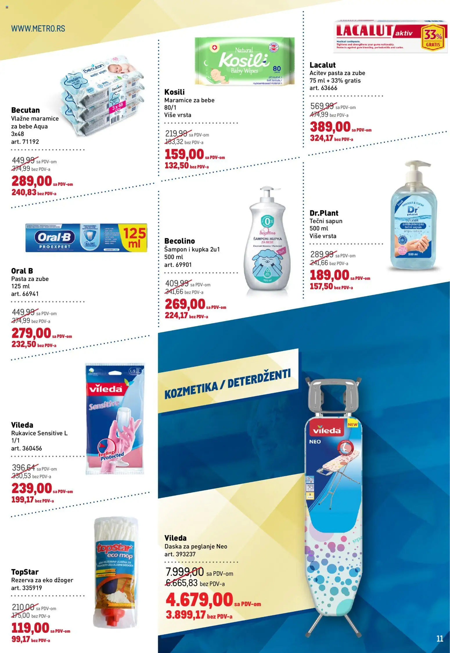 Metro katalog - važi od 14.05.2026 | Strana: 11 | Proizvode: Rukavice, Daska za peglanje, Vileda, Sapun