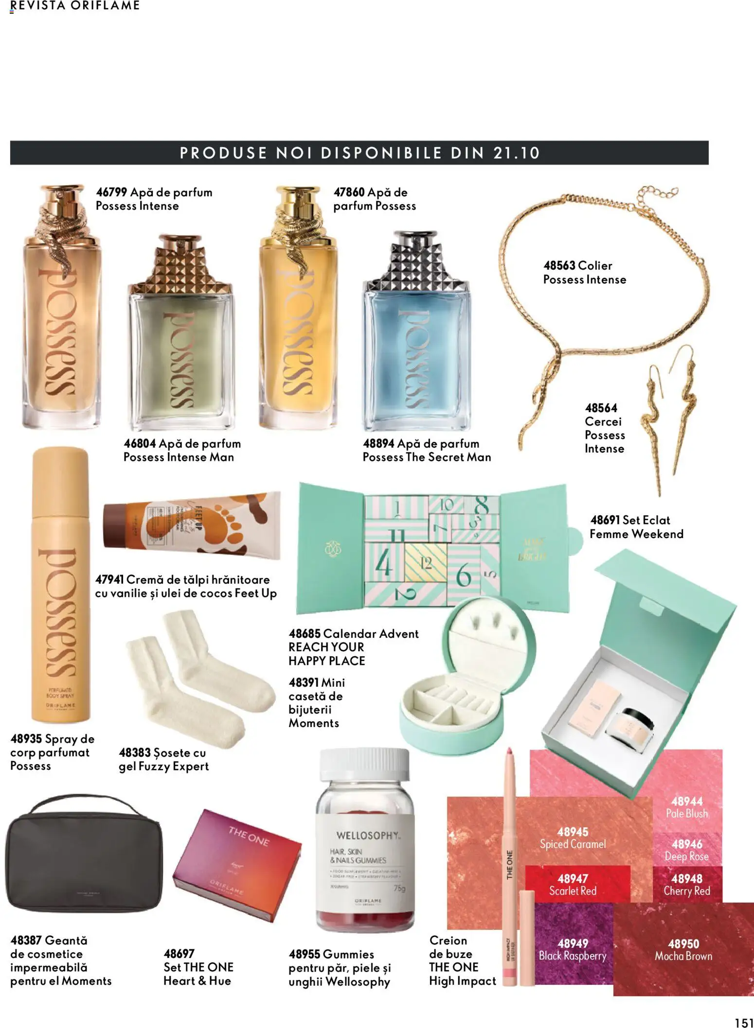 Noul catalog Oriflame – valabil de la 30.09.2026 | Pagină: 151 | Produse: Apă de parfum, Colier, Impact, Cremă