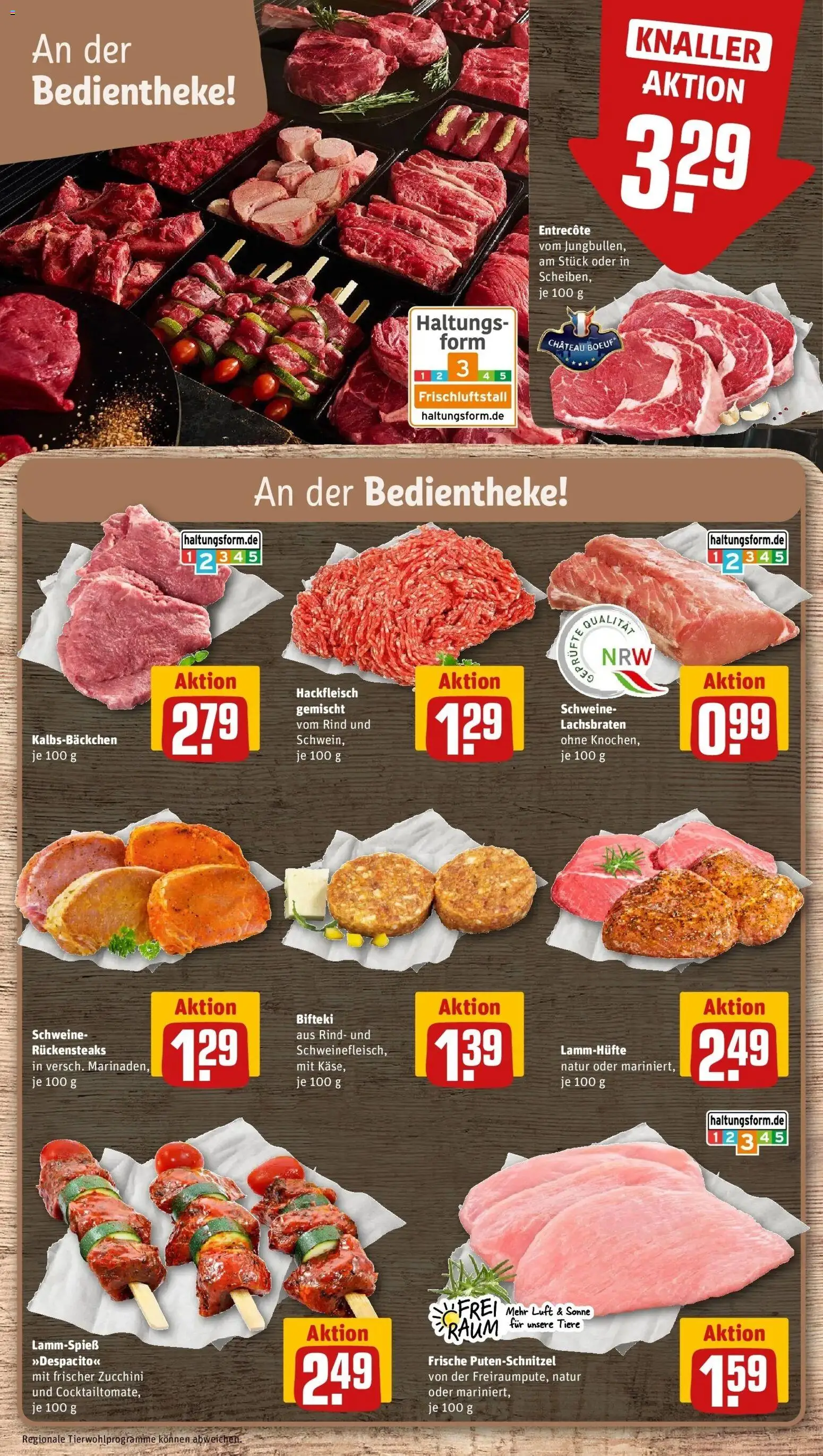 REWE Prospekt ab 17.08.2026 zum Blättern » Angebote | Seite: 10 | Produkte: Entrecote, Putenschnitzel, Zucchini, Hackfleisch