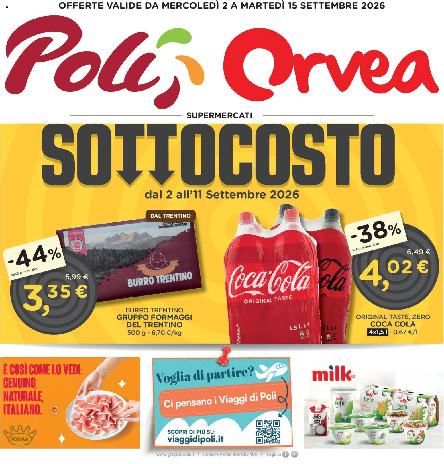 Volantino Poli del 02/09/2026 | Pagina: 1 | Prodotti: Kefir, Burro, Coca Cola