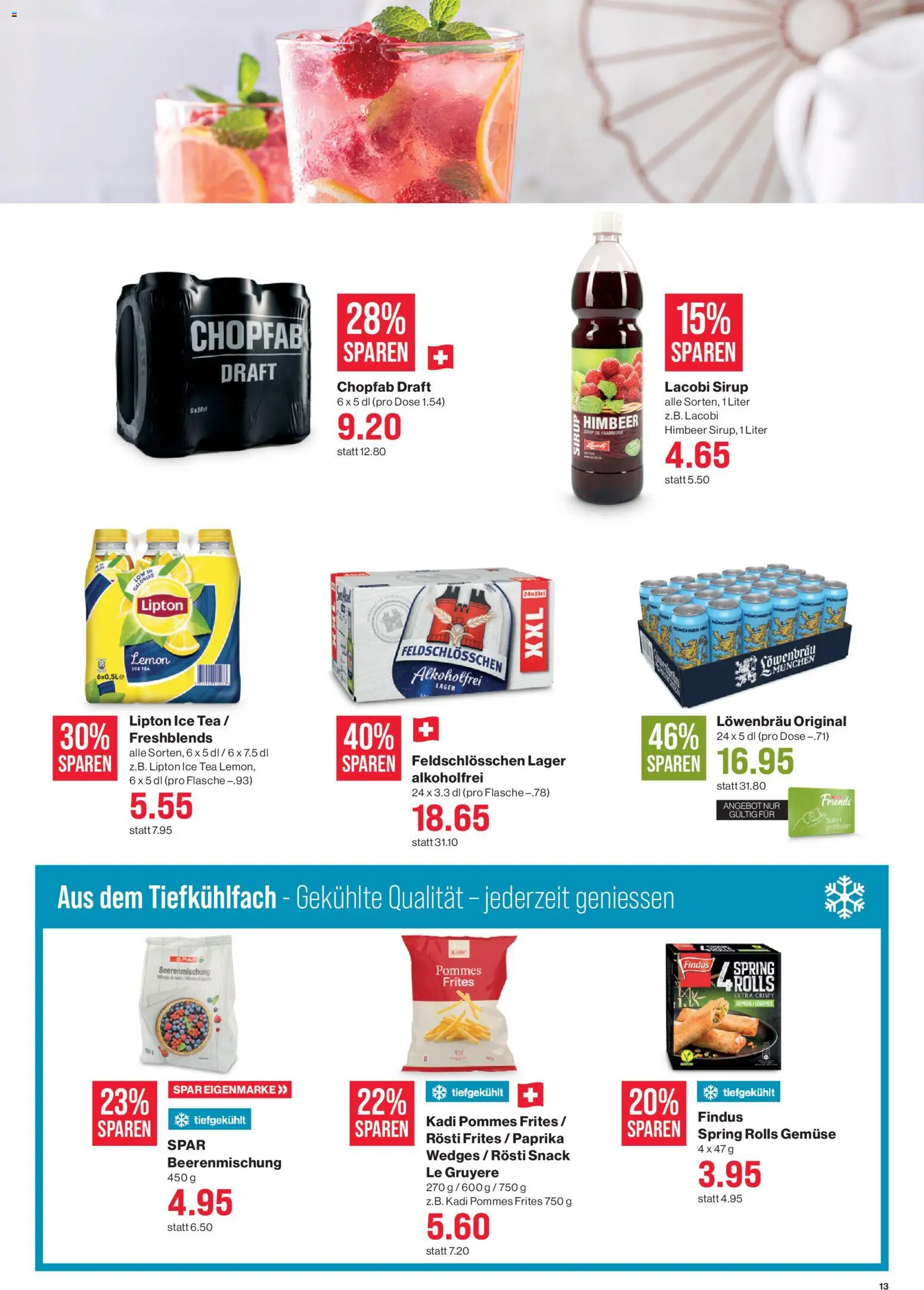 SPAR - SPAR Handels AG – gültig ab 28.05.2026 | Seite: 13 | Produkte: Sirup, Pommes Frites, Gemüse