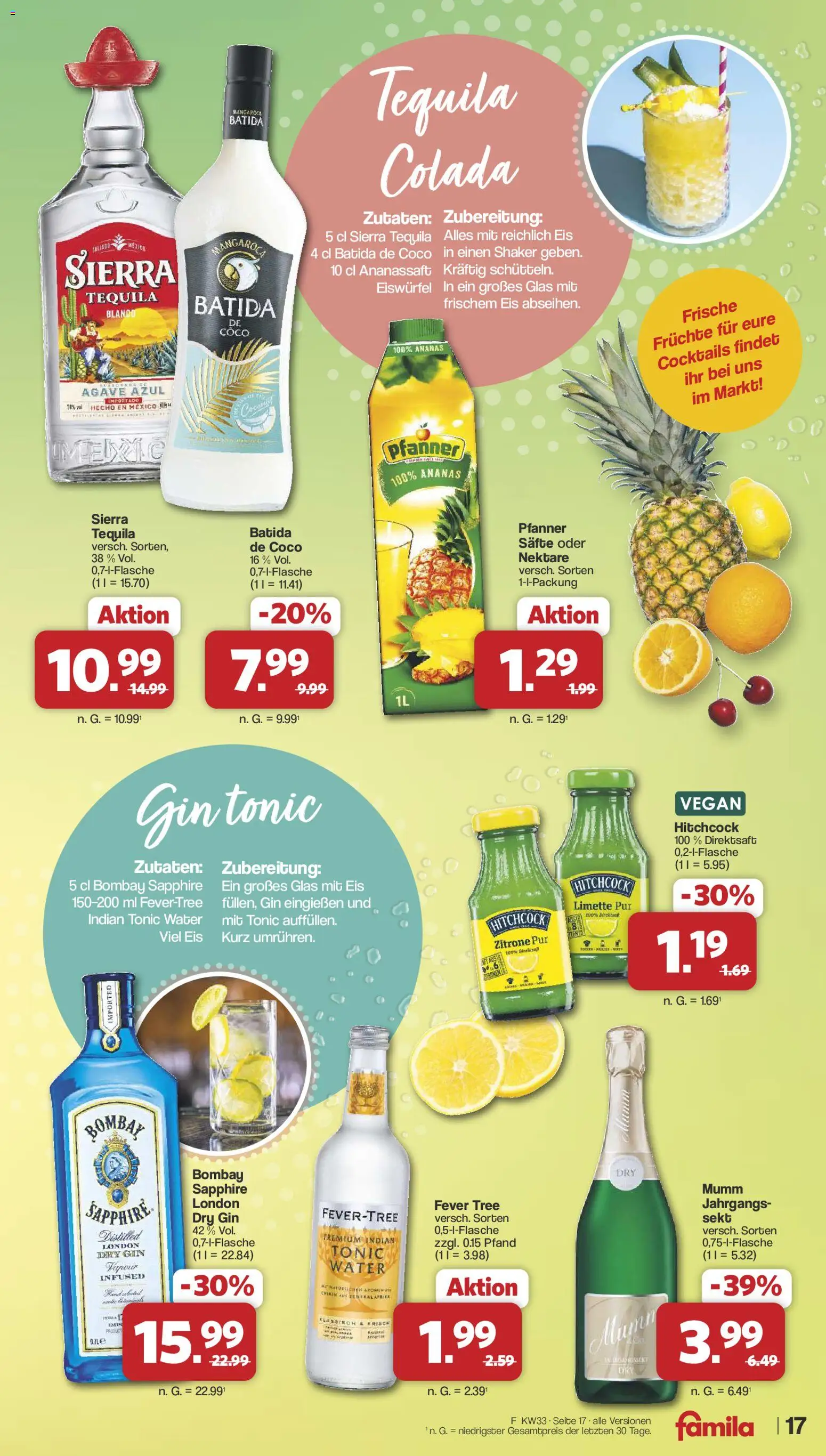 Famila Nordwest Prospekt – gültig ab 10.08.2026 | Seite: 19 | Produkte: Batida de coco, Ananas, Tequila, Gin