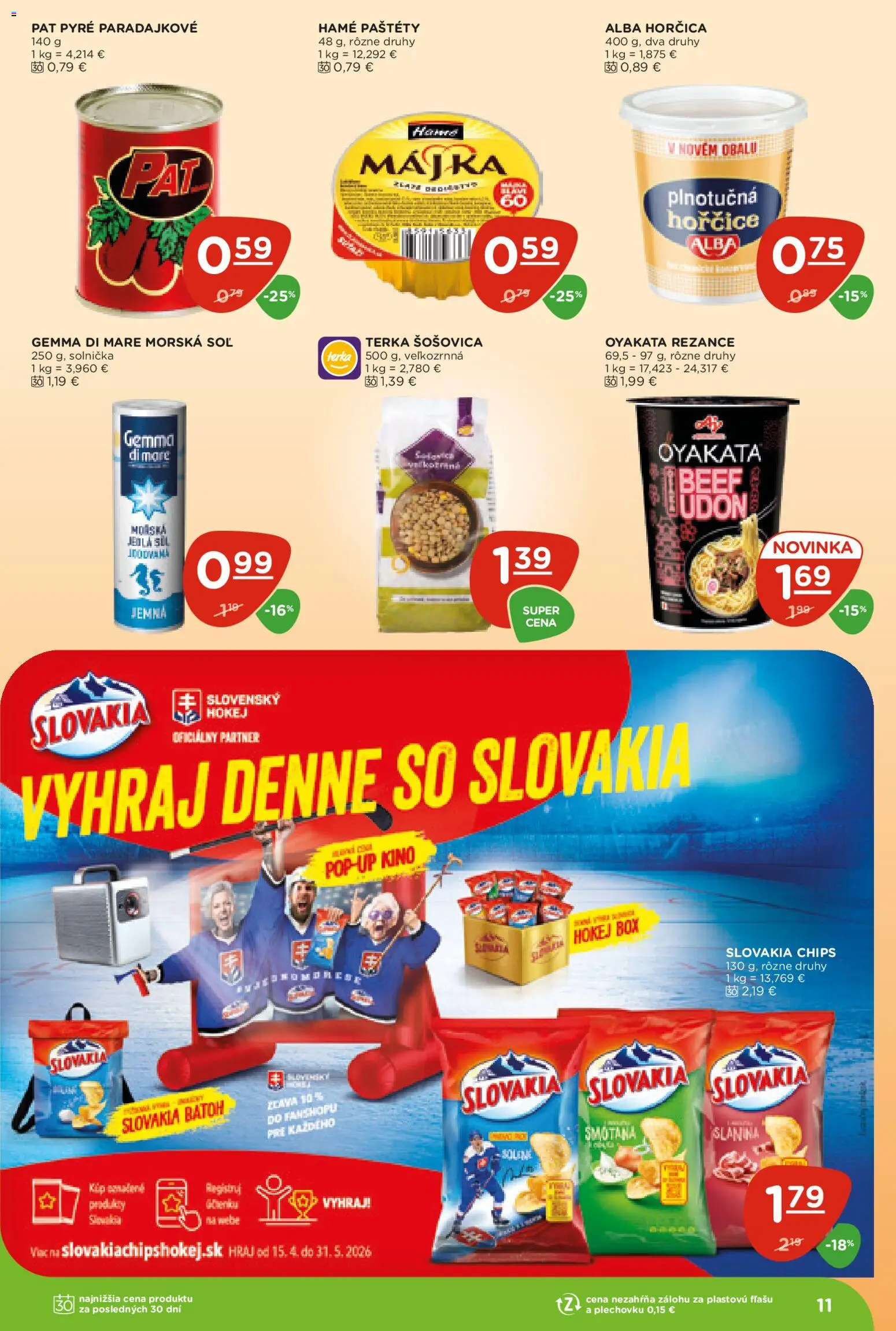 Nové Terno akcie – leták je platný od 07.05.2026 | Strana: 11 | Produkty: Smotana, Šošovica, Batoh, Soľ