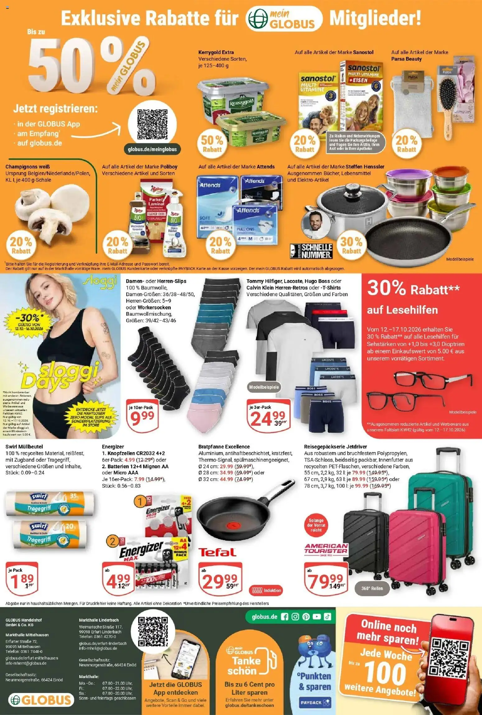 Globus Prospekt Mittelhausen (ab 12.10.2026) » Angebote online | Seite: 29 | Produkte: Champignons, Hugo, Telefon, Uhr