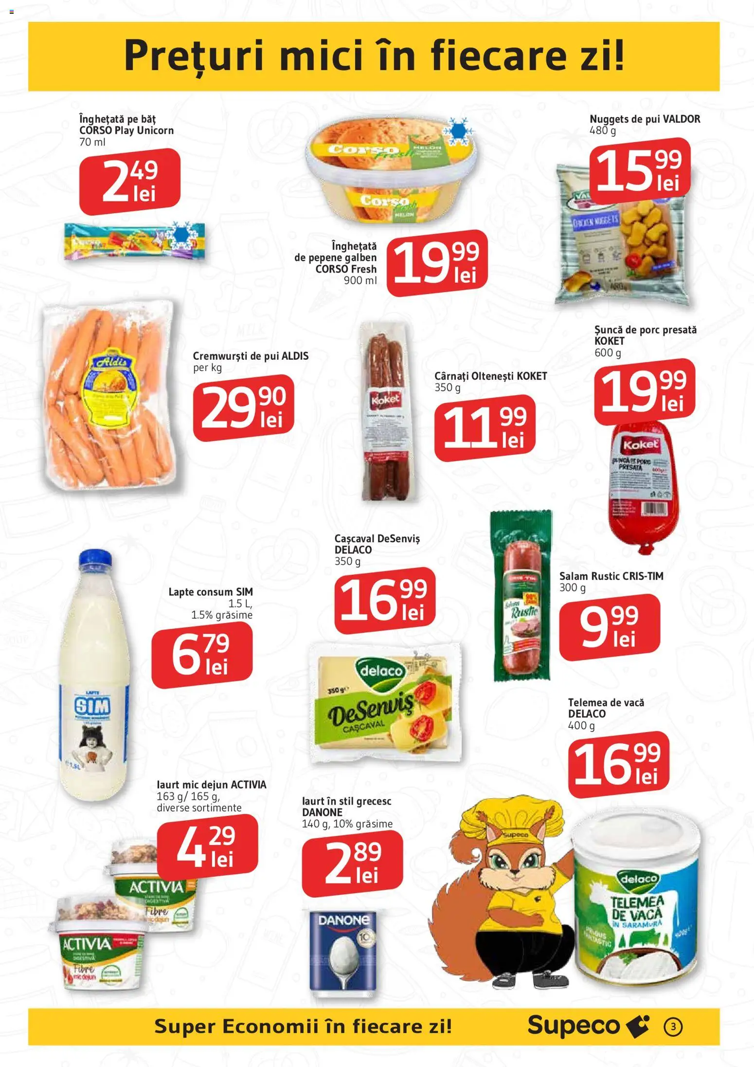 Noul catalog Supeco – valabil de la 11.06.2026 | Pagină: 3 | Produse: Cașcaval, Mici, Salam, Cârnați