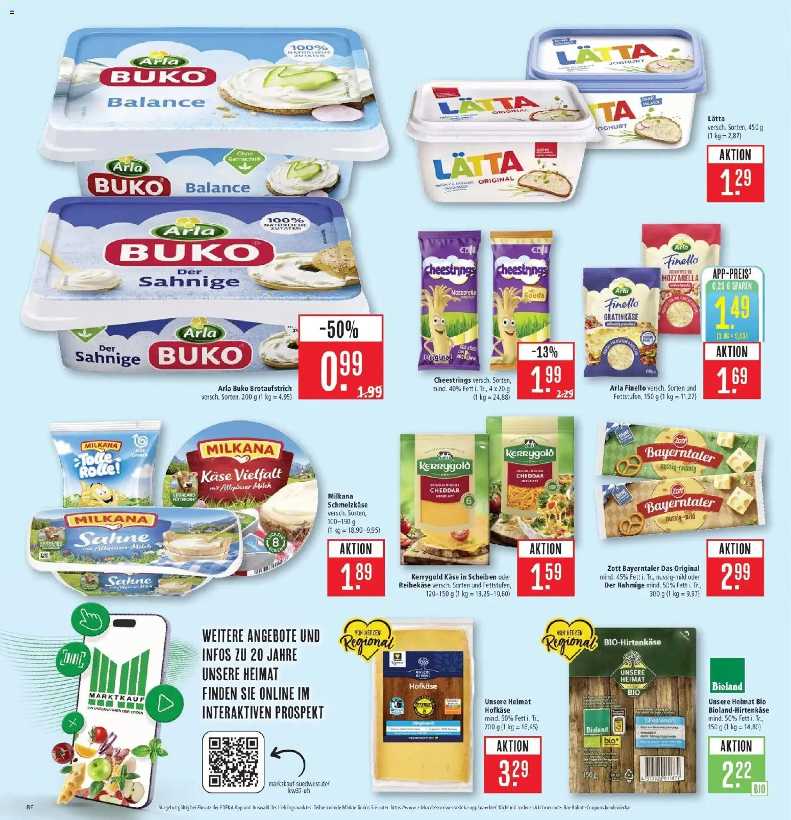 Marktkauf Prospekt Böblingen (ab 07.09.2026) » Angebote online | Seite: 14 | Produkte: Milkana, Mozzarella, Lätta, Reibekase