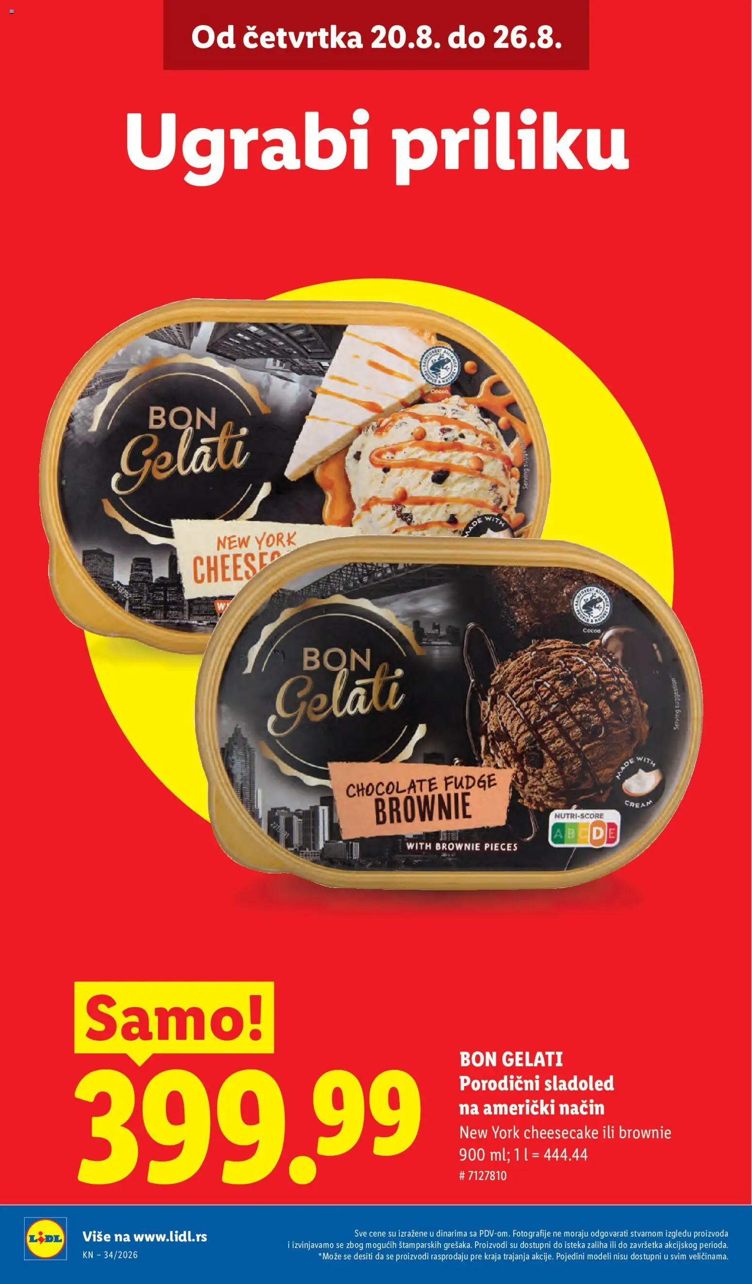 Lidl katalog - važi od 20.08.2026 | Strana: 12 | Proizvode: Sladoled, Brownie, Cheesecake