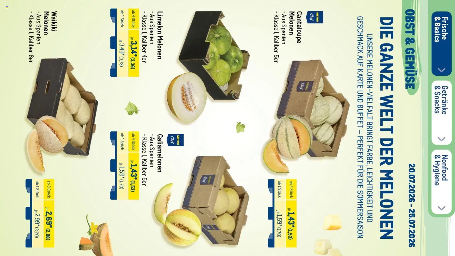 Metro Prospekt – gültig ab 20.07.2026 | Seite: 9 | Produkte: Gemüse, Obst