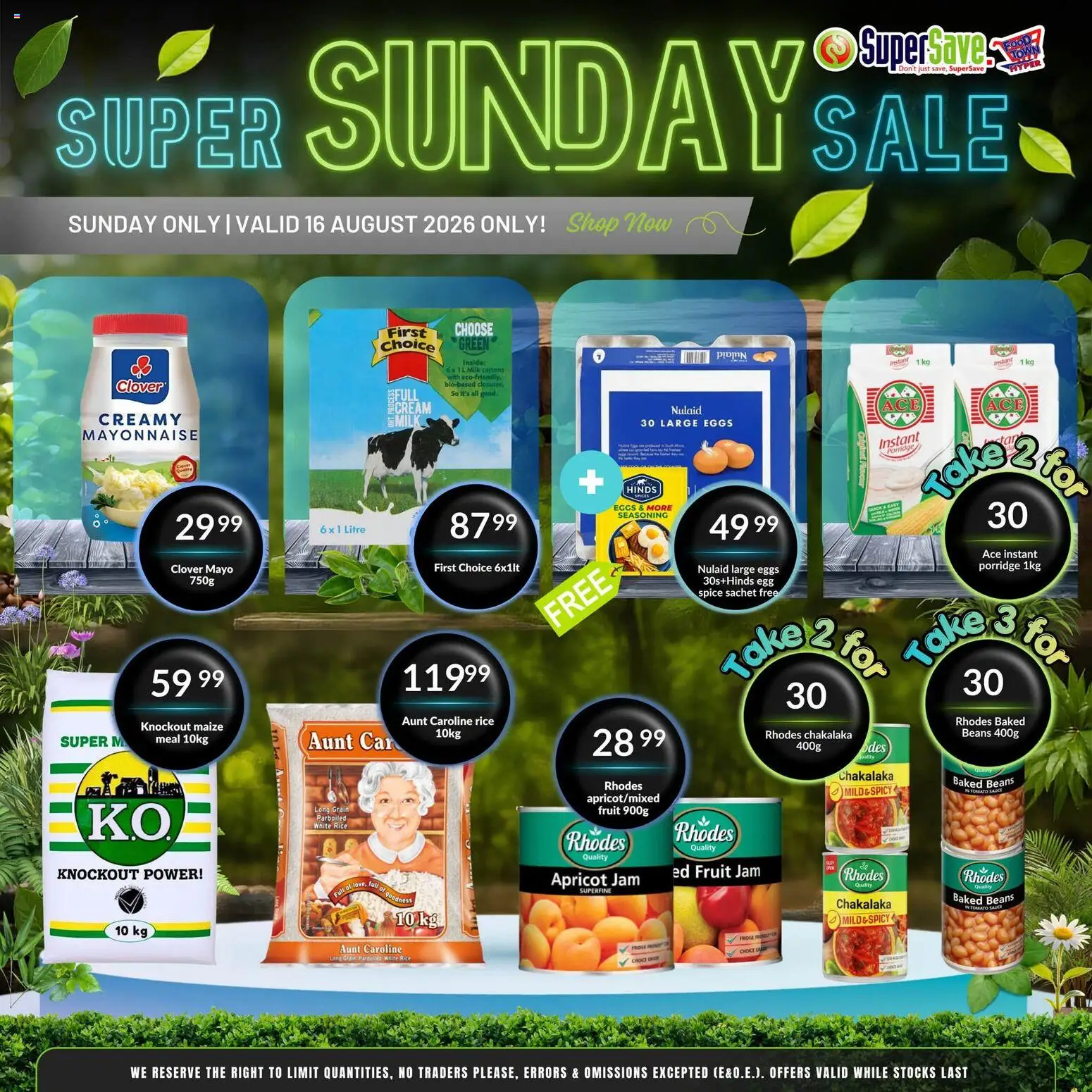 New Super Save catalogue – valid from 16/08/2026 | Page: 2 | Products: Baked beans, Rice, Seasoning, Tomato sauce