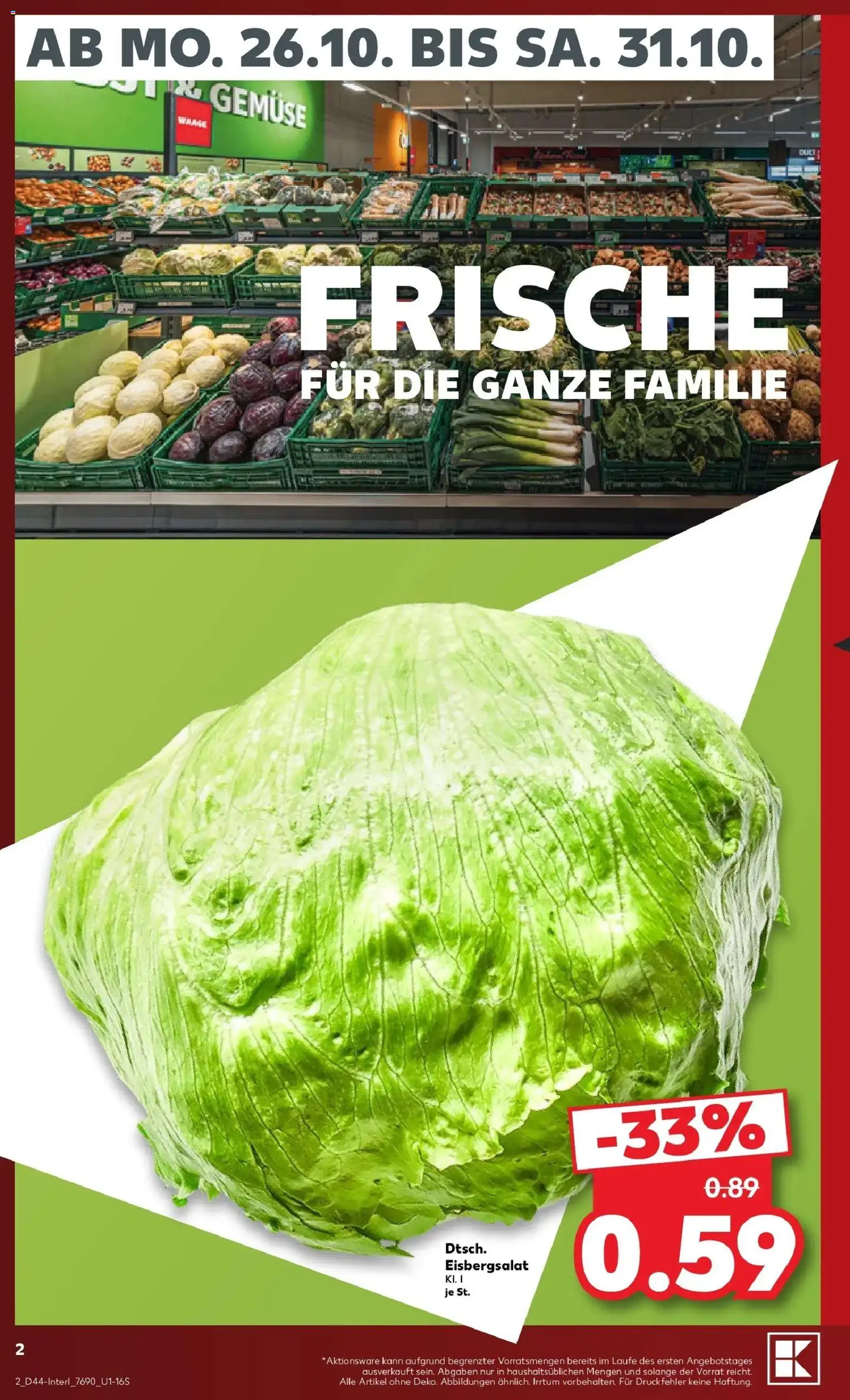 Prospekt Kaufland ab 26.10.2026 » Angebote Online zum Blättern | Seite: 6 | Produkte: Eisbergsalat, Gemüse