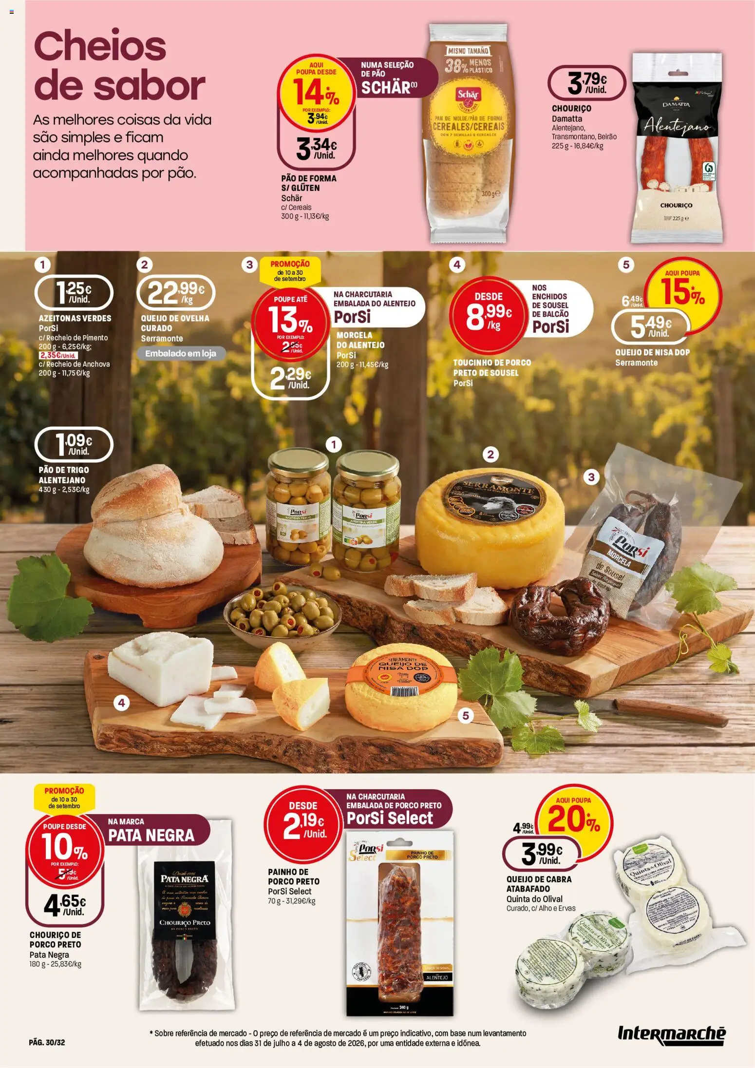 Intermarché folheto Especial Vinhos Super │ válido de 10/09/2026 | Página: 30 | Produtos: Azeitonas, Queijo de cabra, Queijo, Pão