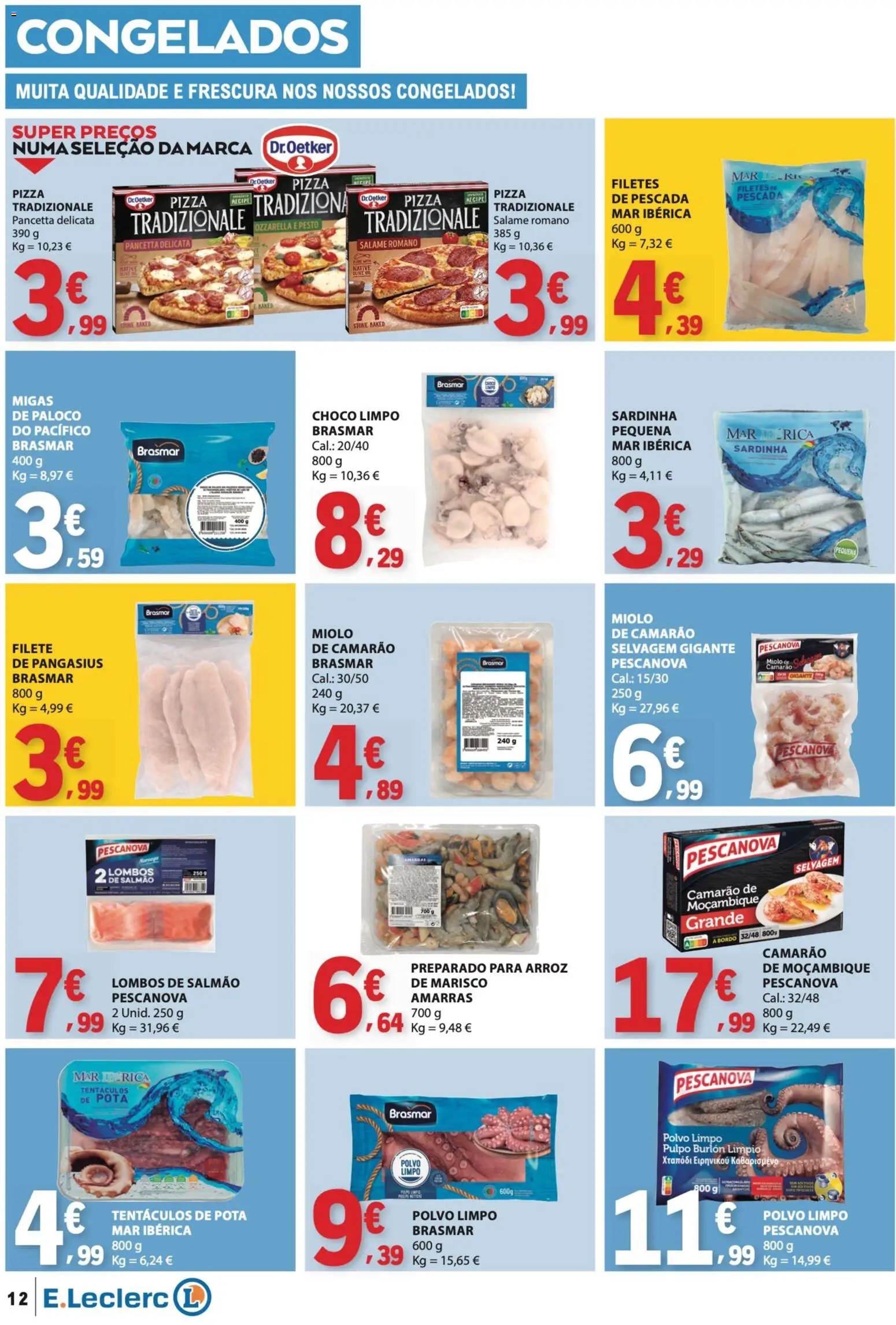 E.Leclerc folheto │ válido de 30.04.2026 | Página: 12 | Produtos: Polvo, Camarão, Pizza, Arroz