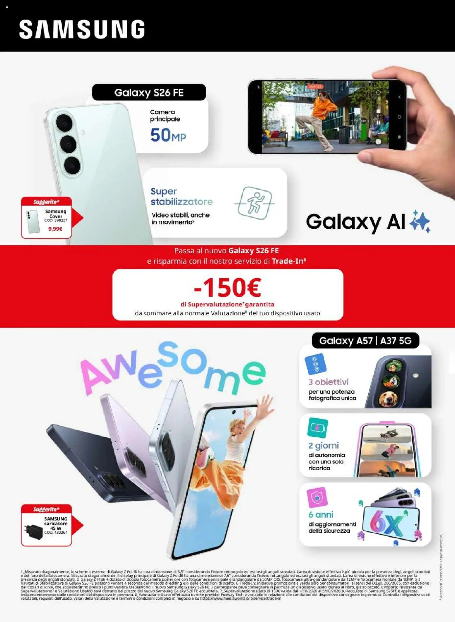 Volantino Media World del 01/10/2026 | Pagina: 12 | Prodotti: Schermo, Samsung Galaxy, Video, Fotocamera
