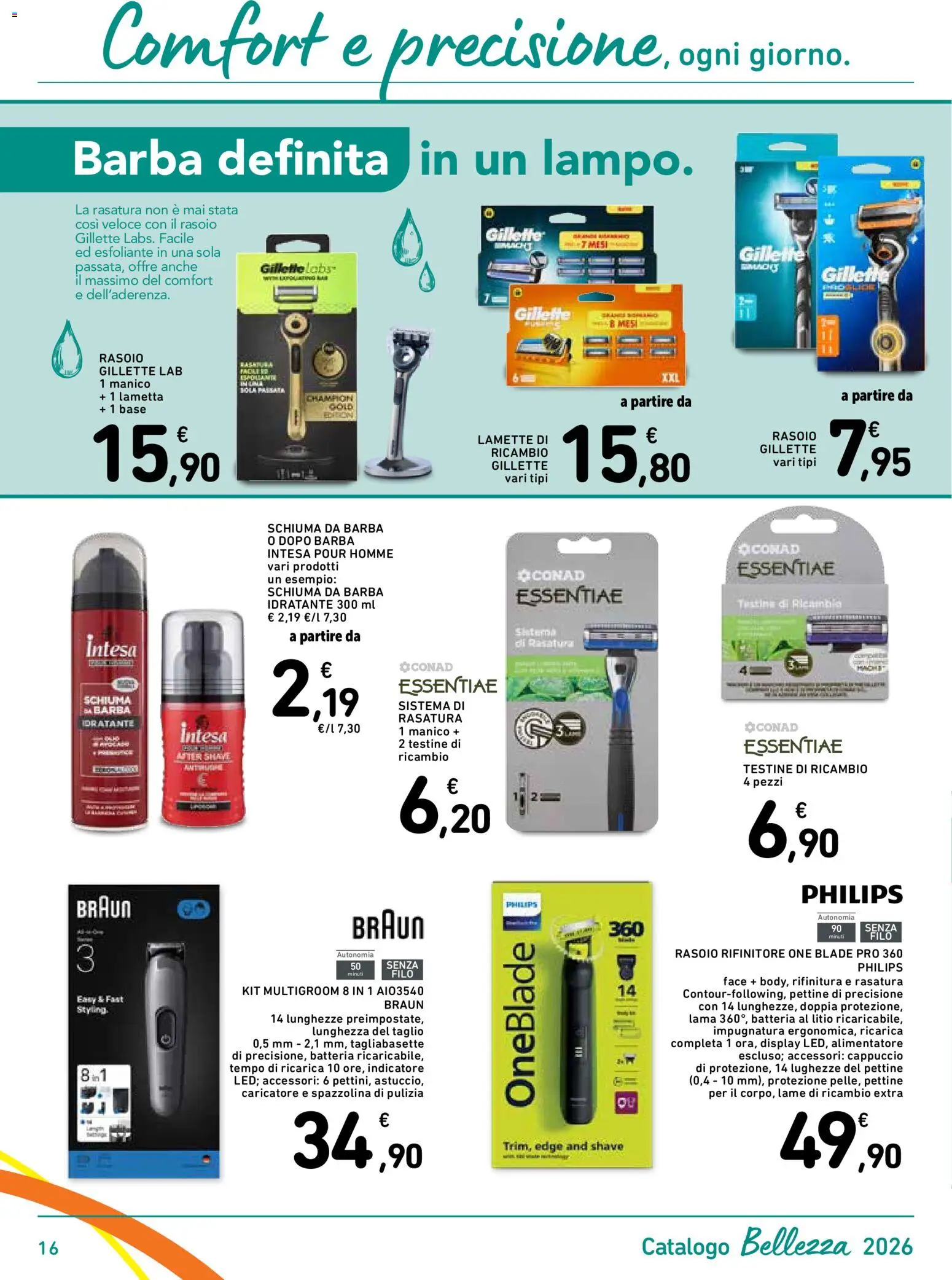 Volantino Spazio Conad del 29.05.2026 | Pagina: 16 | Prodotti: Schiuma da barba, Pettine, Rasoio, Batteria