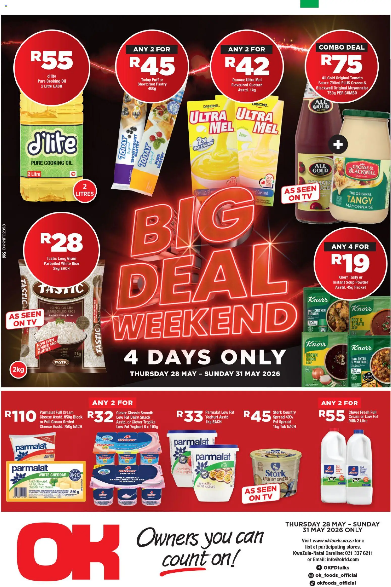 New OK Foods catalogue – valid from 28.05.2026 | Page: 1 | Products: TV, Beef, Soup, Fruit