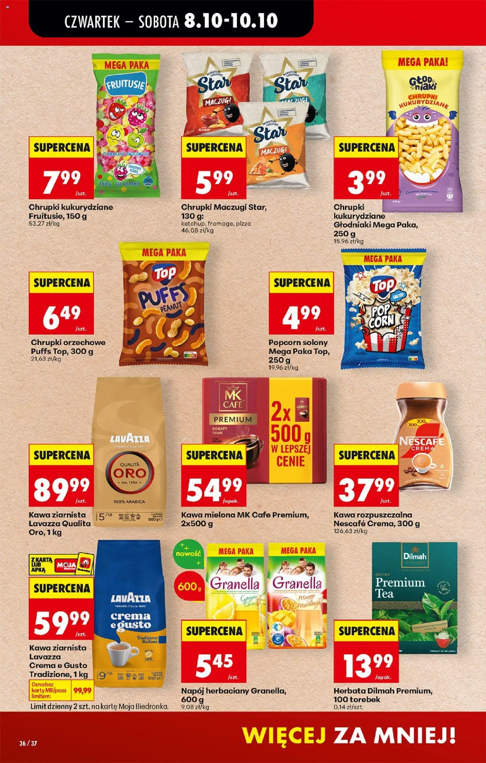 Biedronka Polsko leták - Codziennie niskie ceny od 08.10.2026 | Strana: 54 | Produkty: Pizza, Lavazza, Popcorn, Karty