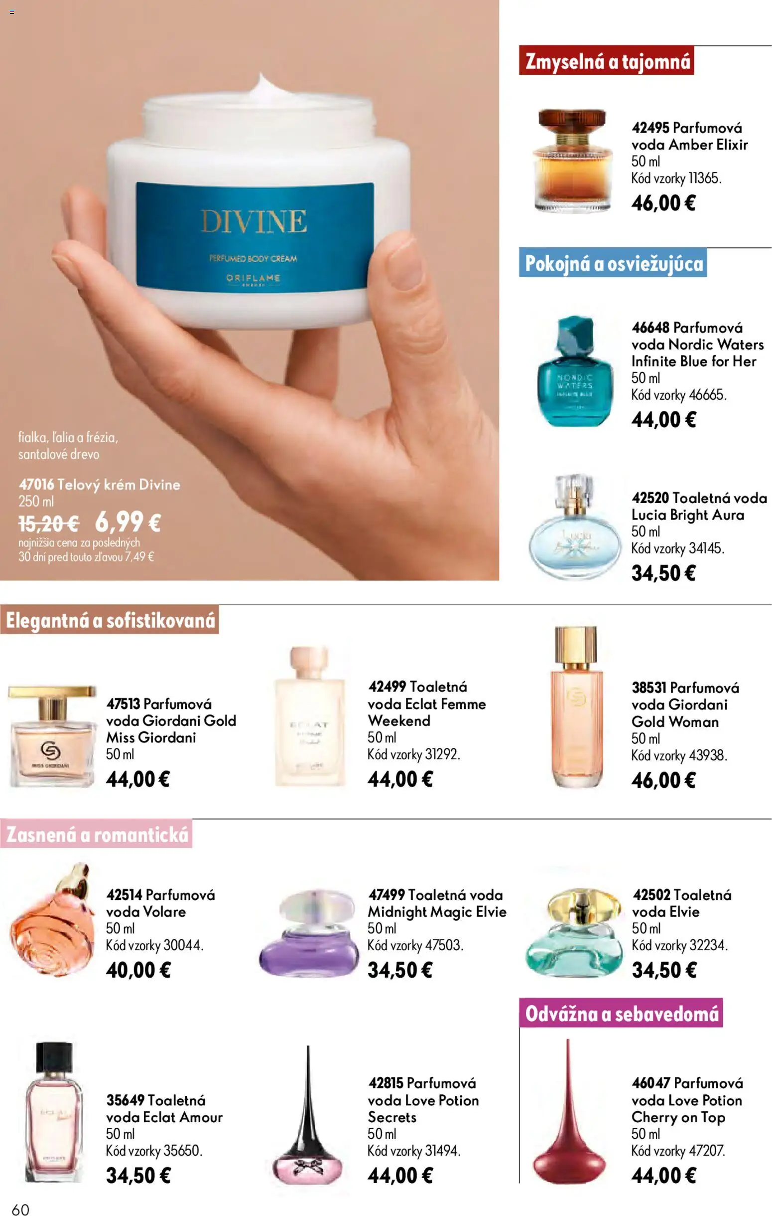 Nové Oriflame akcie – leták je platný od 08.07.2026 | Strana: 60 | Produkty: Toaletná voda, Telový krém, Krém, Voda