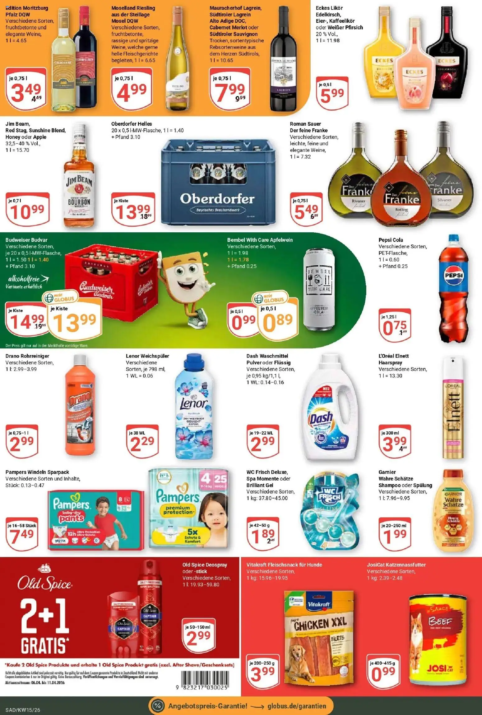 Globus prospekt Schwandorf	 – gültig ab 07.04.2026 | Seite: 3 | Produkte: Lenor, Haarspray, Pfirsich, Bourbon