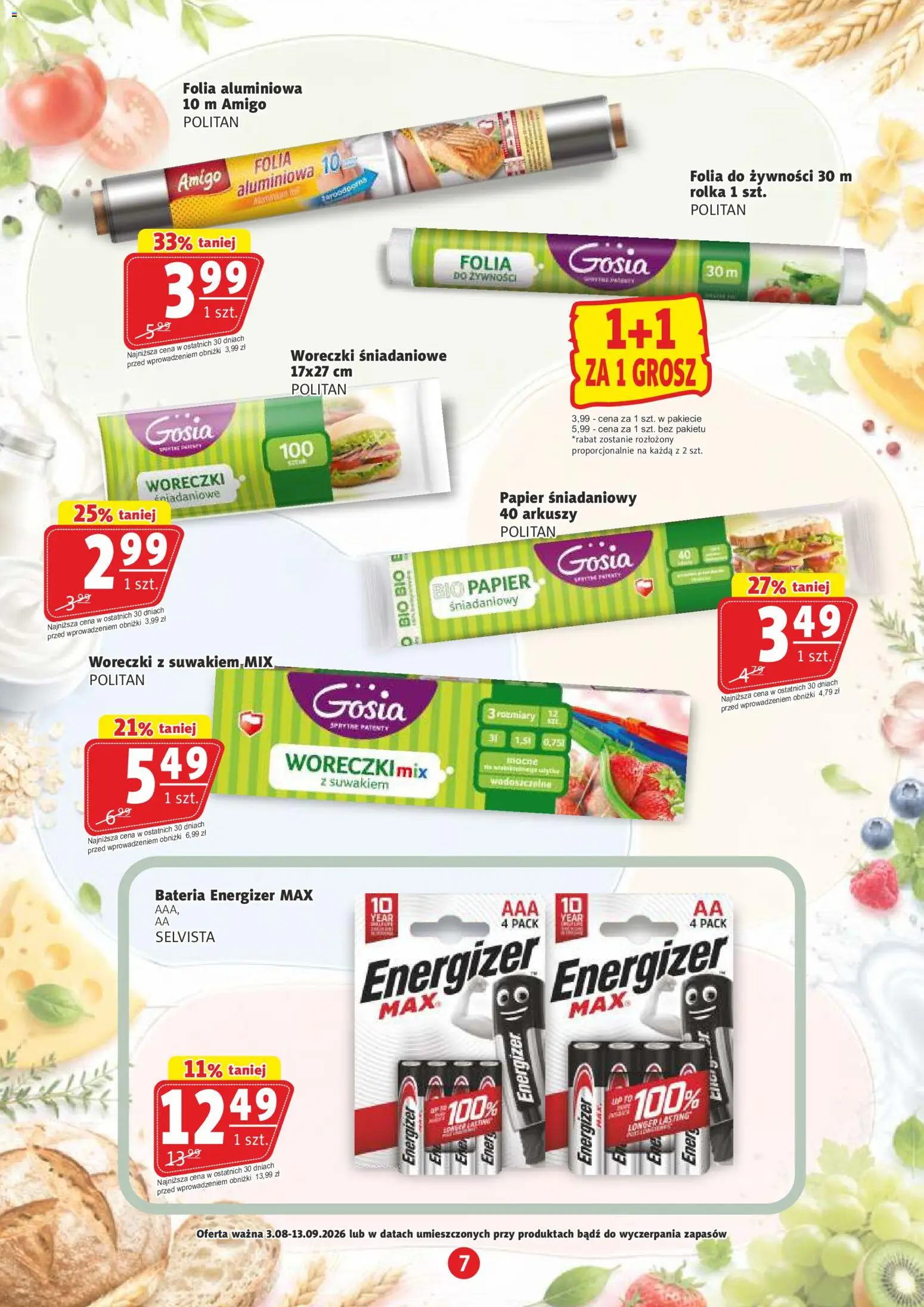 Prim Market gazetka - Witaj Szkoło od 03.08.2026 | Strona: 7 | Produkty: Papier śniadaniowy, Bateria, Woreczki z suwakiem