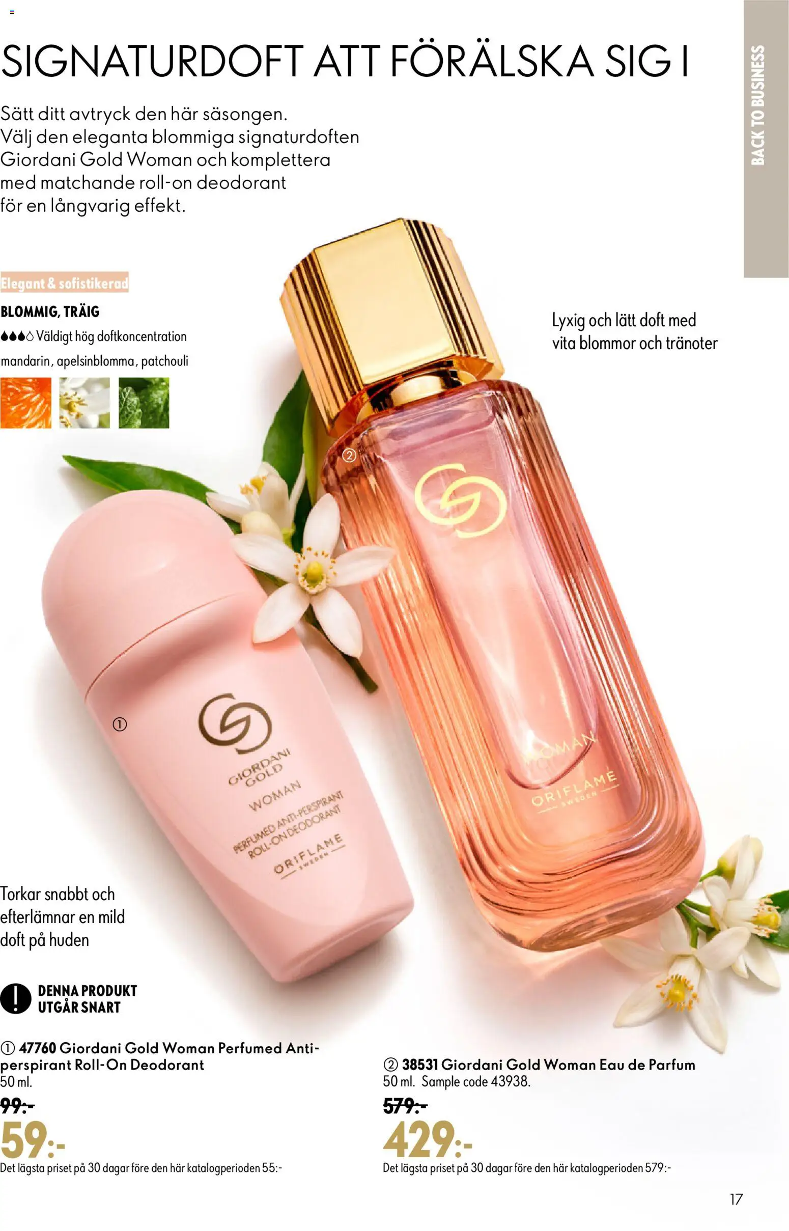 Oriflame reklamblad aktuell från 26/08/2026 | Sida: 17 | Produkter: Doft, Deodorant, Antiperspirant, Blommor