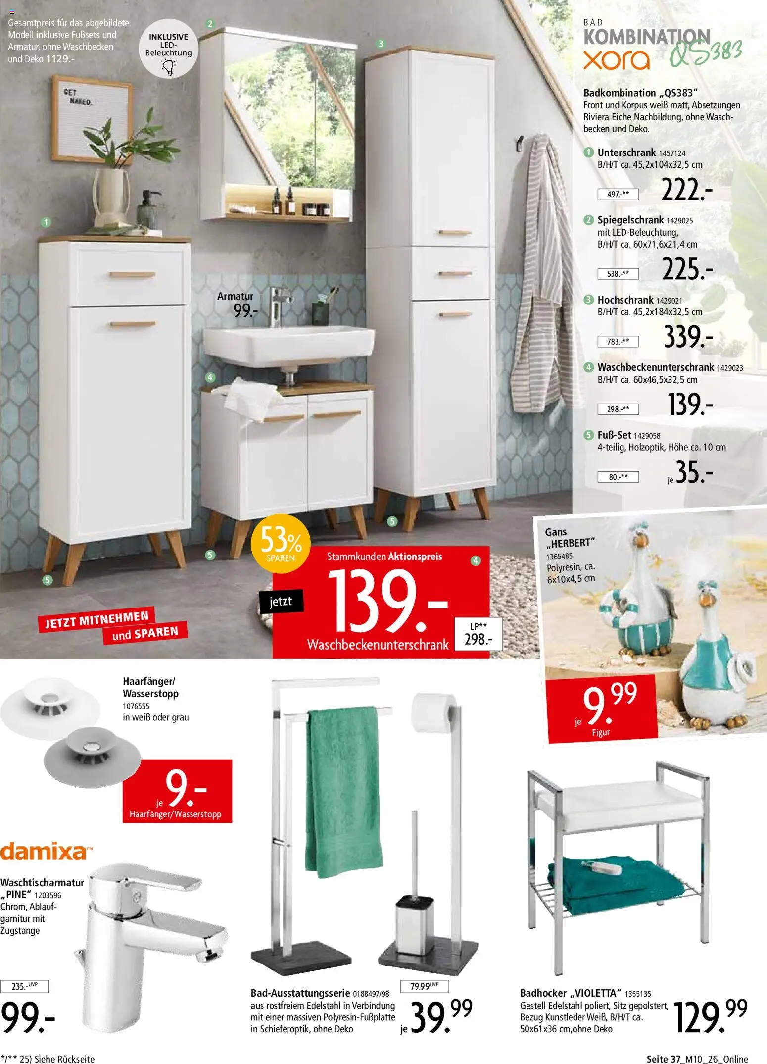 Zurbrüggen Mitnahme Möbel – gültig ab 08.08.2026 | Seite: 37 | Produkte: Badhocker, Armatur, Unterschrank, Hochschrank