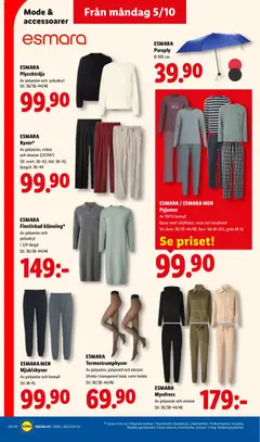 ESMARA, Byxor*, Av polyester, viskos, och elastan (LYCRA®), Stl. svart: 36-42, röd: 38-42,, ljusgrå: 36-44 - Förhandsvisning av reklamblad från butik Lidl aktuell från 05/10/2026 | Sida: 20 | Produkter: Bomull, Byxor, Pyjamas, Paraply