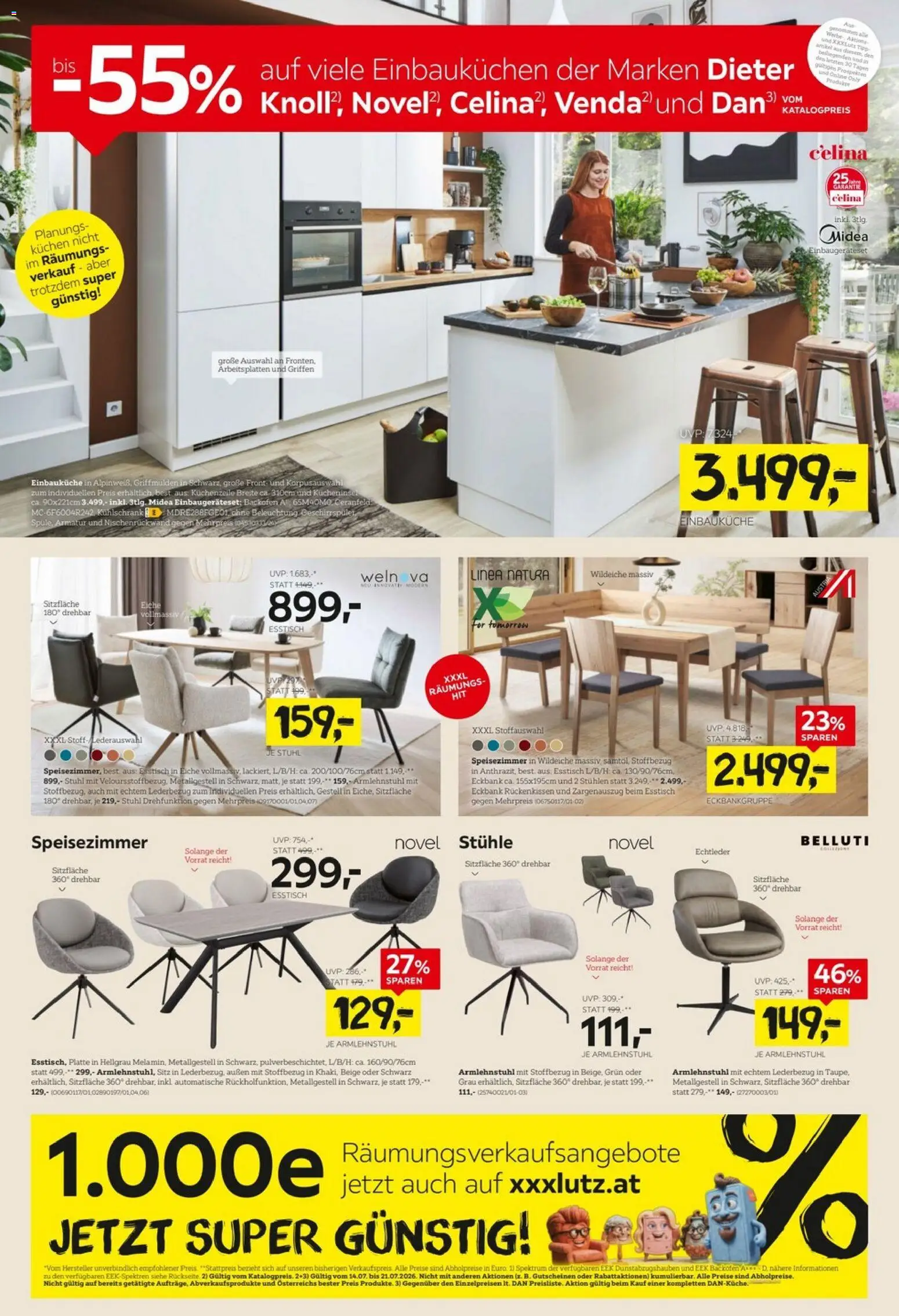XXXLutz Räumungsverkauf gültig ab 14.07.2026 | Seite: 6 | Produkte: Kühlschrank, Geschirrspüler, Stuhl, Küchenzeile